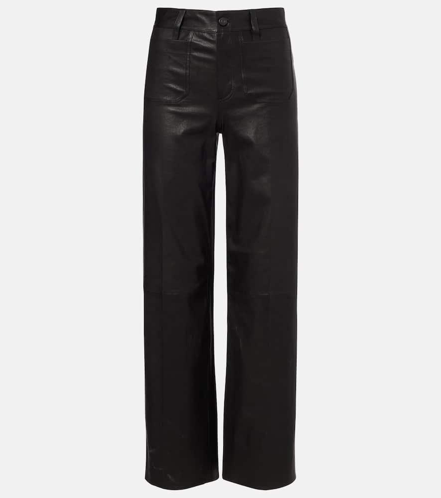 FRAME Le Slim Palazzo High-Rise Leather Pants in Black Lyst UK