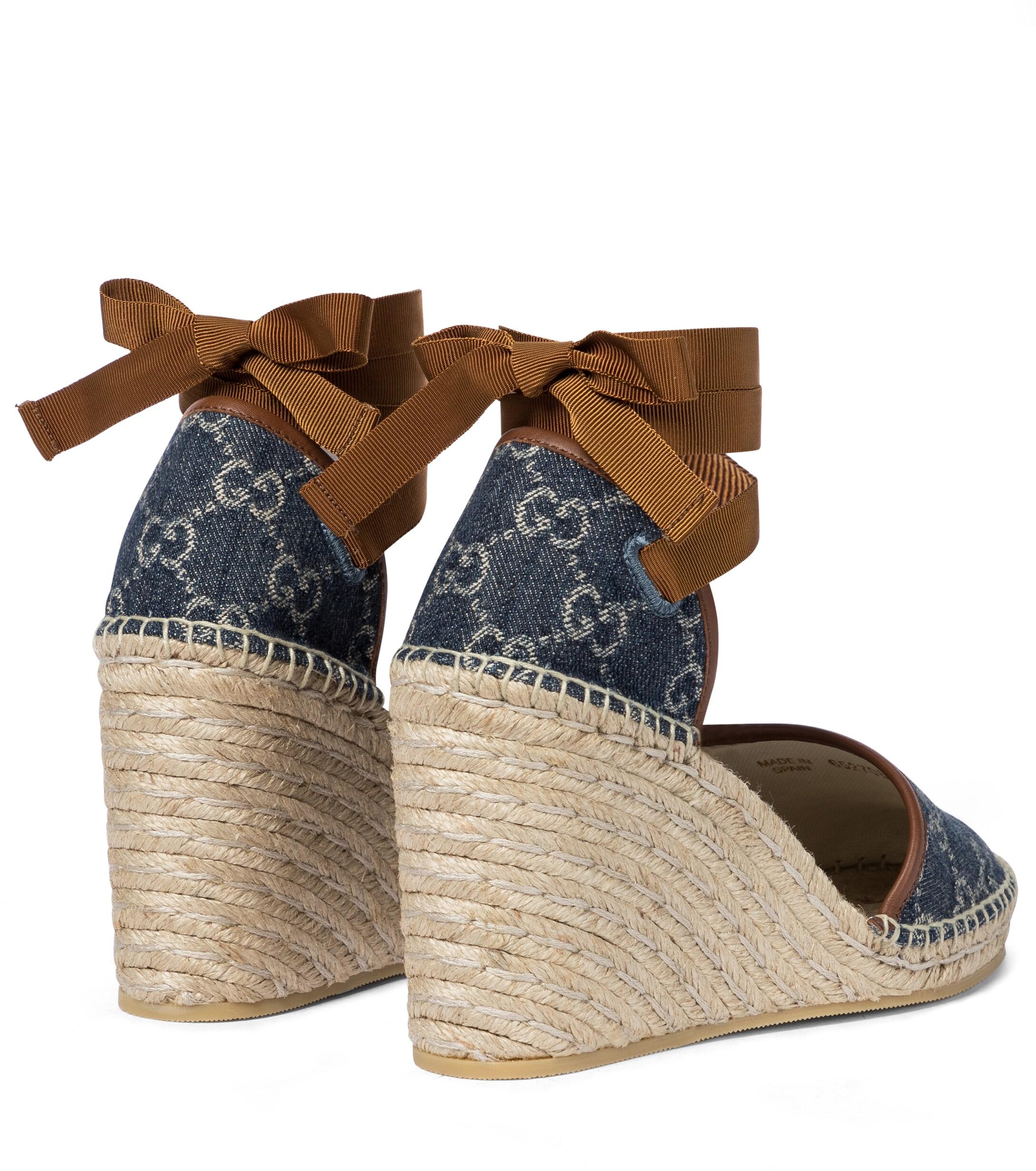 Gucci GG Denim Espadrille Wedges in Blue