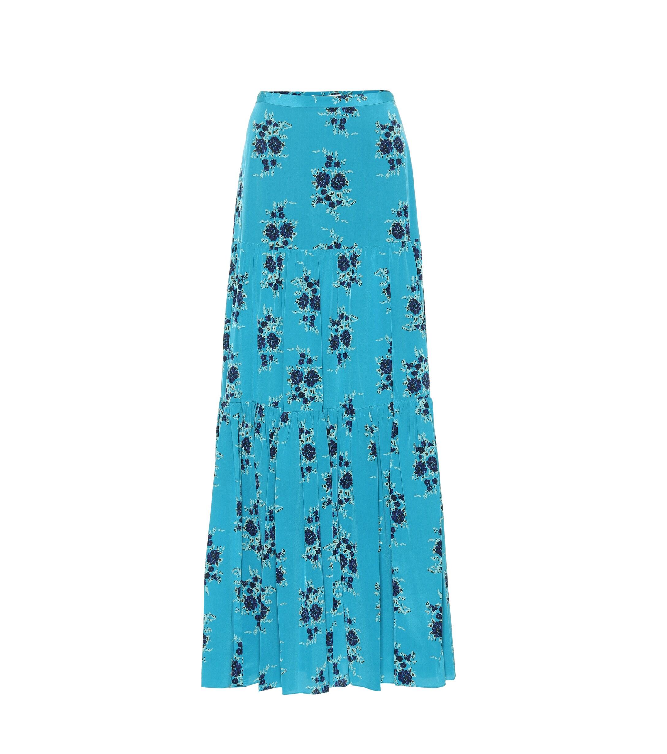 Veronica Beard Serence Floral Silk Maxi Skirt in Turquoise (Blue ...