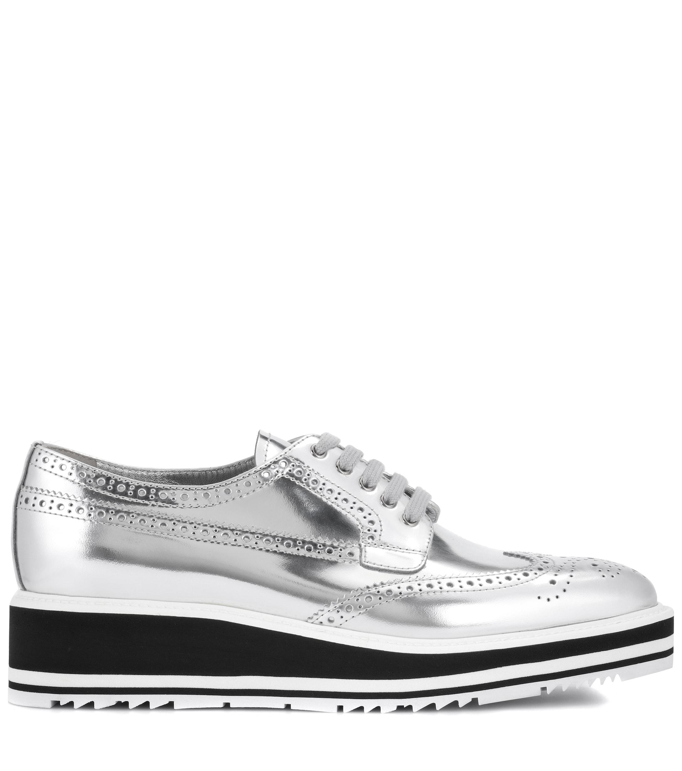 prada silver platform sneakers