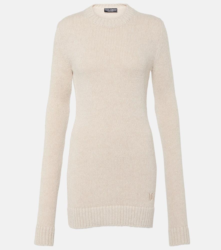 Dolce & Gabbana Ribbed-knit Wool-blend Sweater Dress in Natural | Lyst
