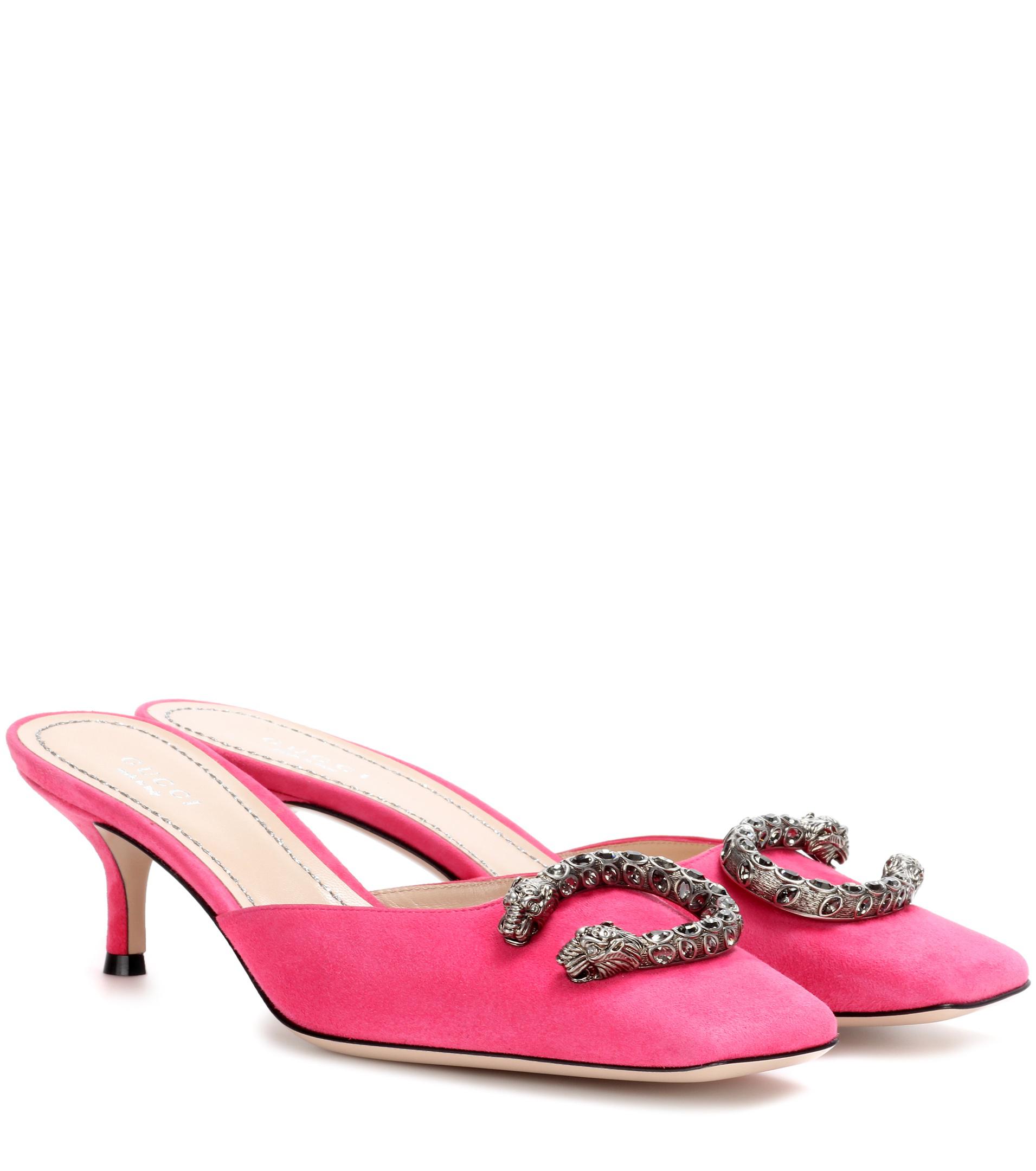 Gucci Dionysus Suede Kitten Heels in Pink - Lyst