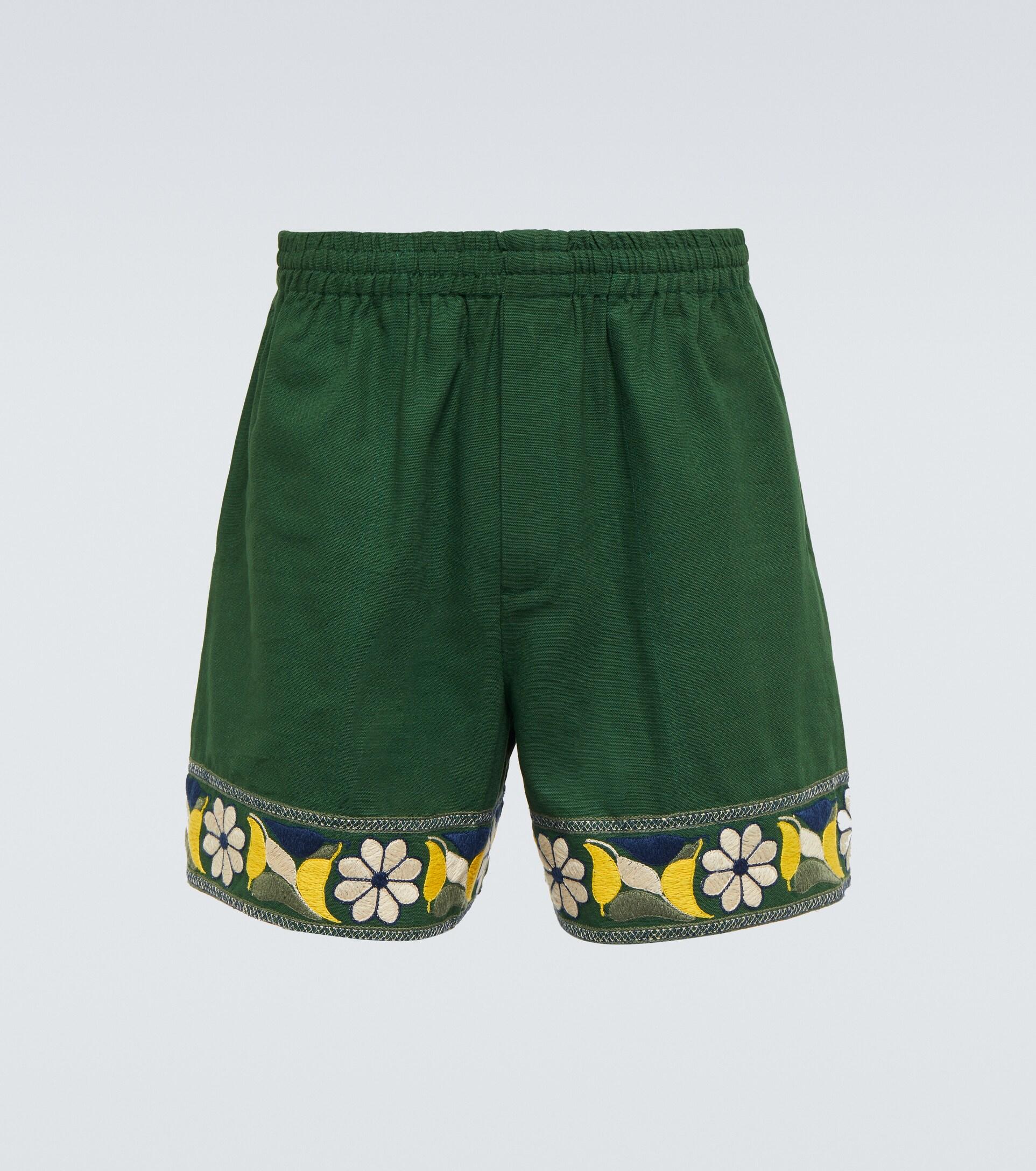Shorts de algodón bordados Bode de Algodón de color Verde para hombre Hombre Ropa de Pantalones cortos 