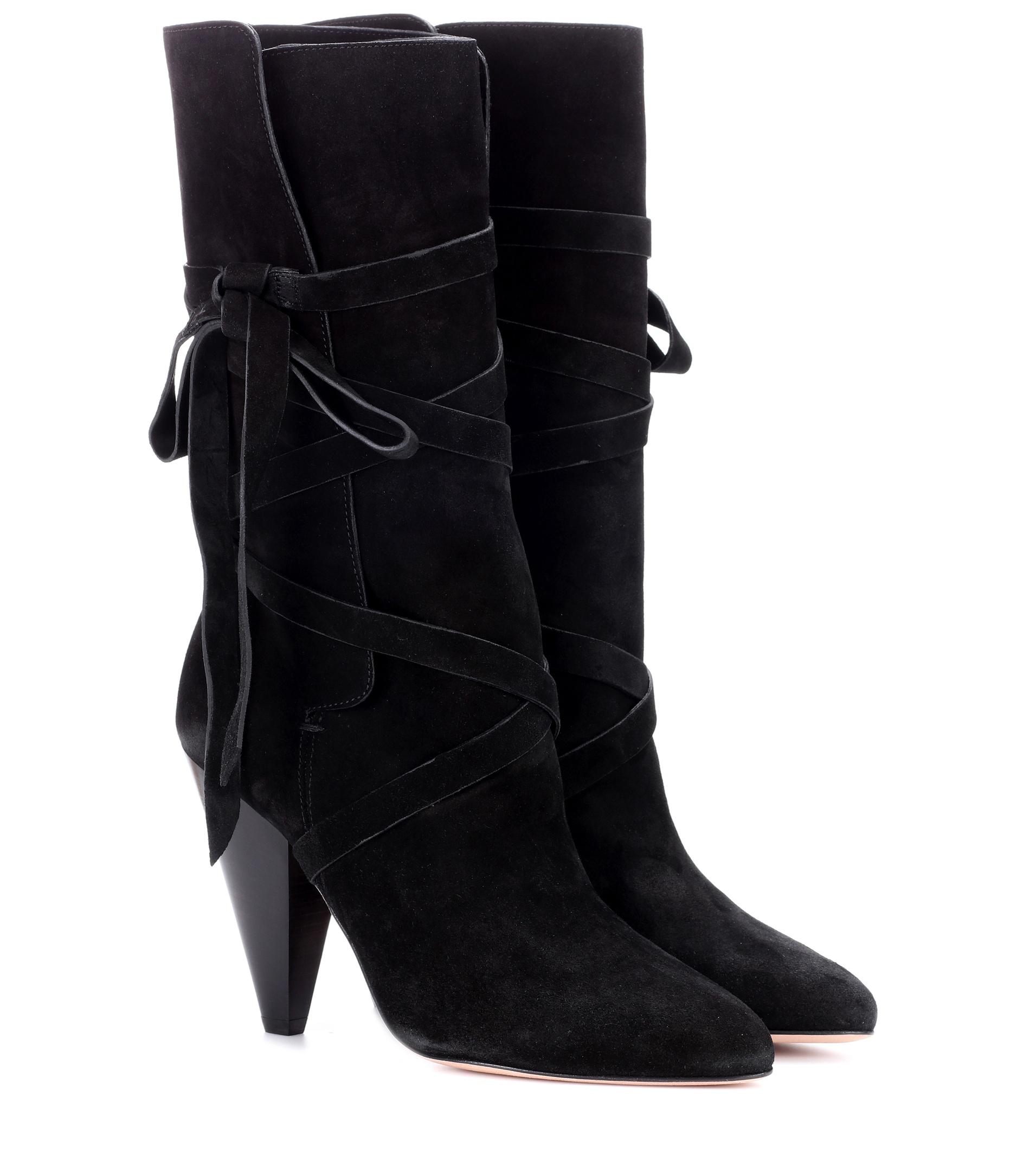 Veronica Beard Hall Suede Boots in Black - Lyst