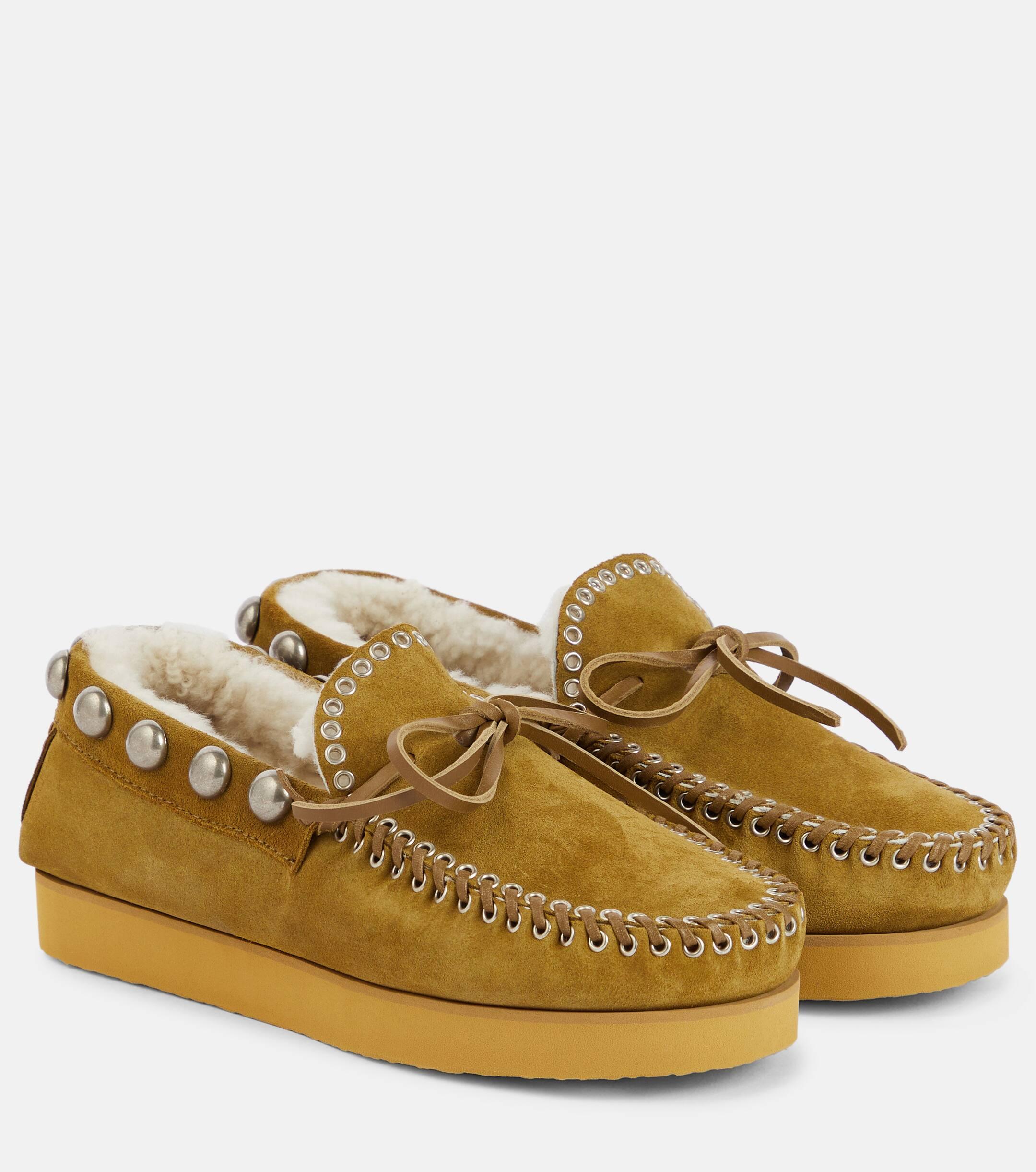 Isabel Marant Forley Shearling Lined Suede Moccasins in Yellow Lyst UK
