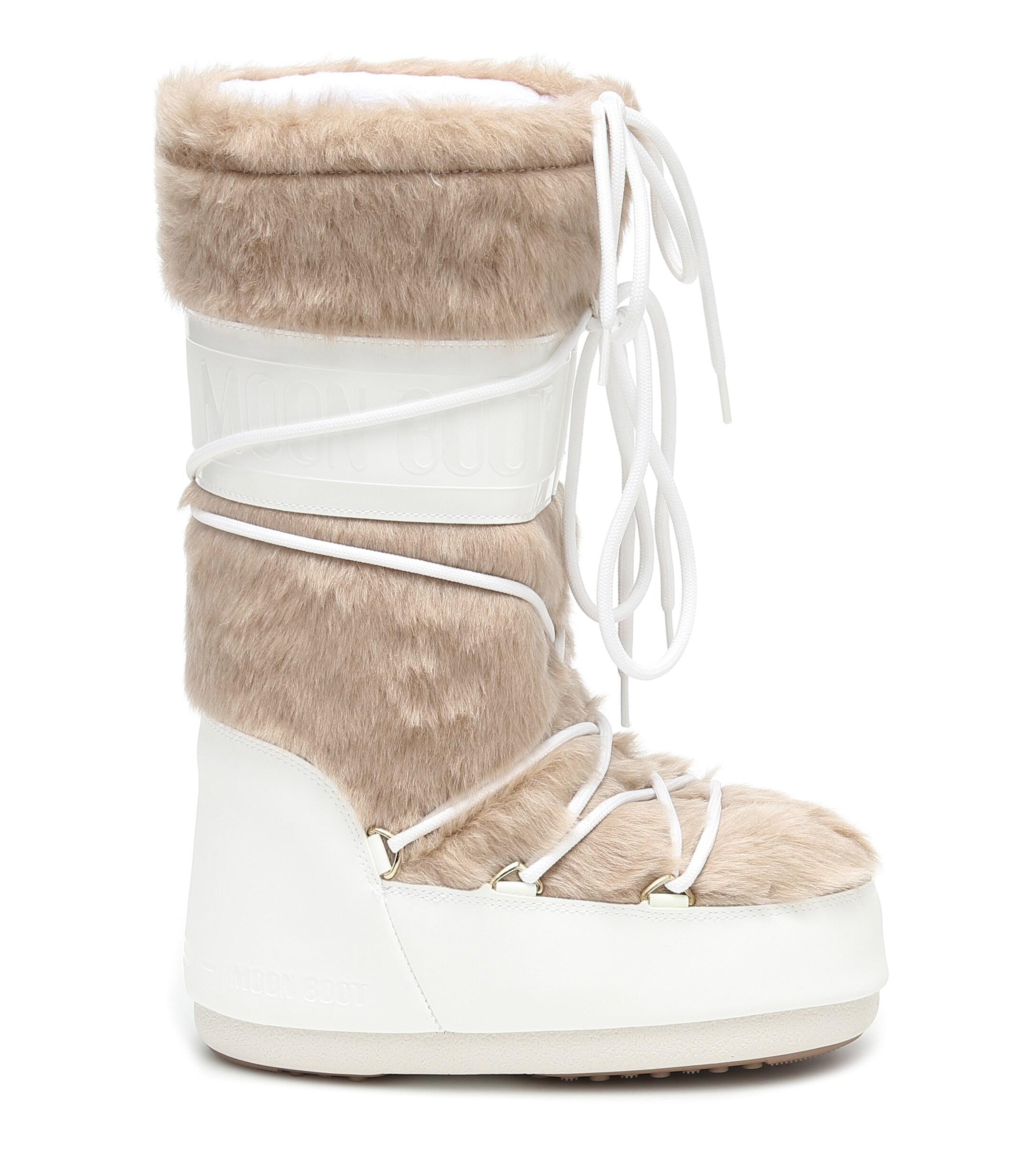 Moon Boot Classic Faux-fur Snow Boots in Beige (White) - Lyst