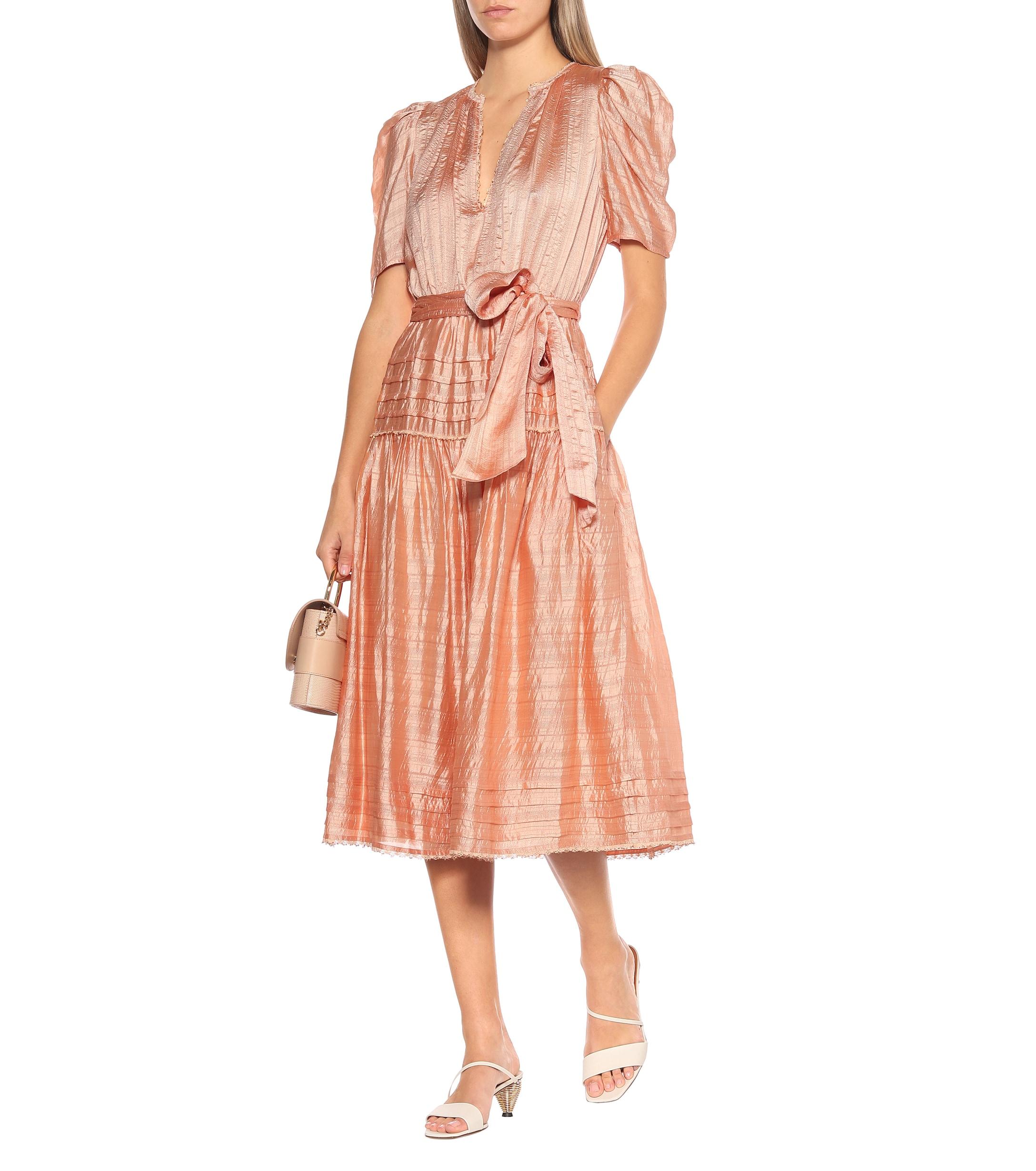 Ulla Johnson Eudora Beaded Organza Midi Dress in Pink - Lyst