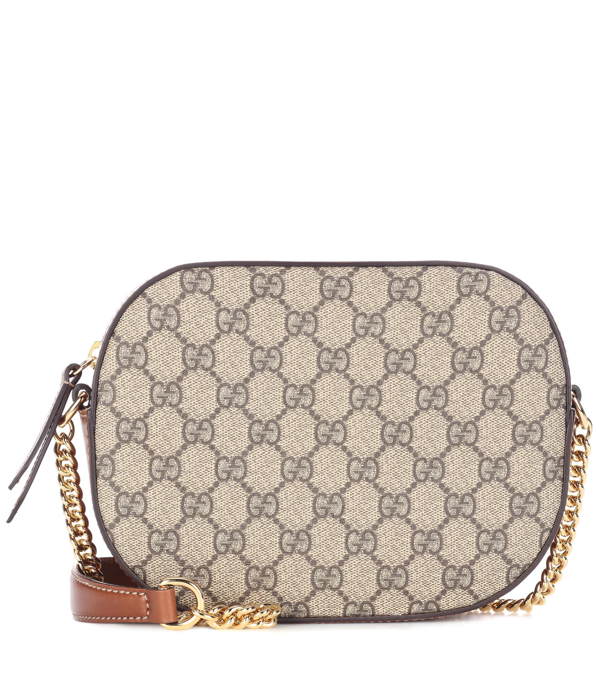 Gucci Canvas GG Supreme Mini Chain Bag in Brown - Lyst