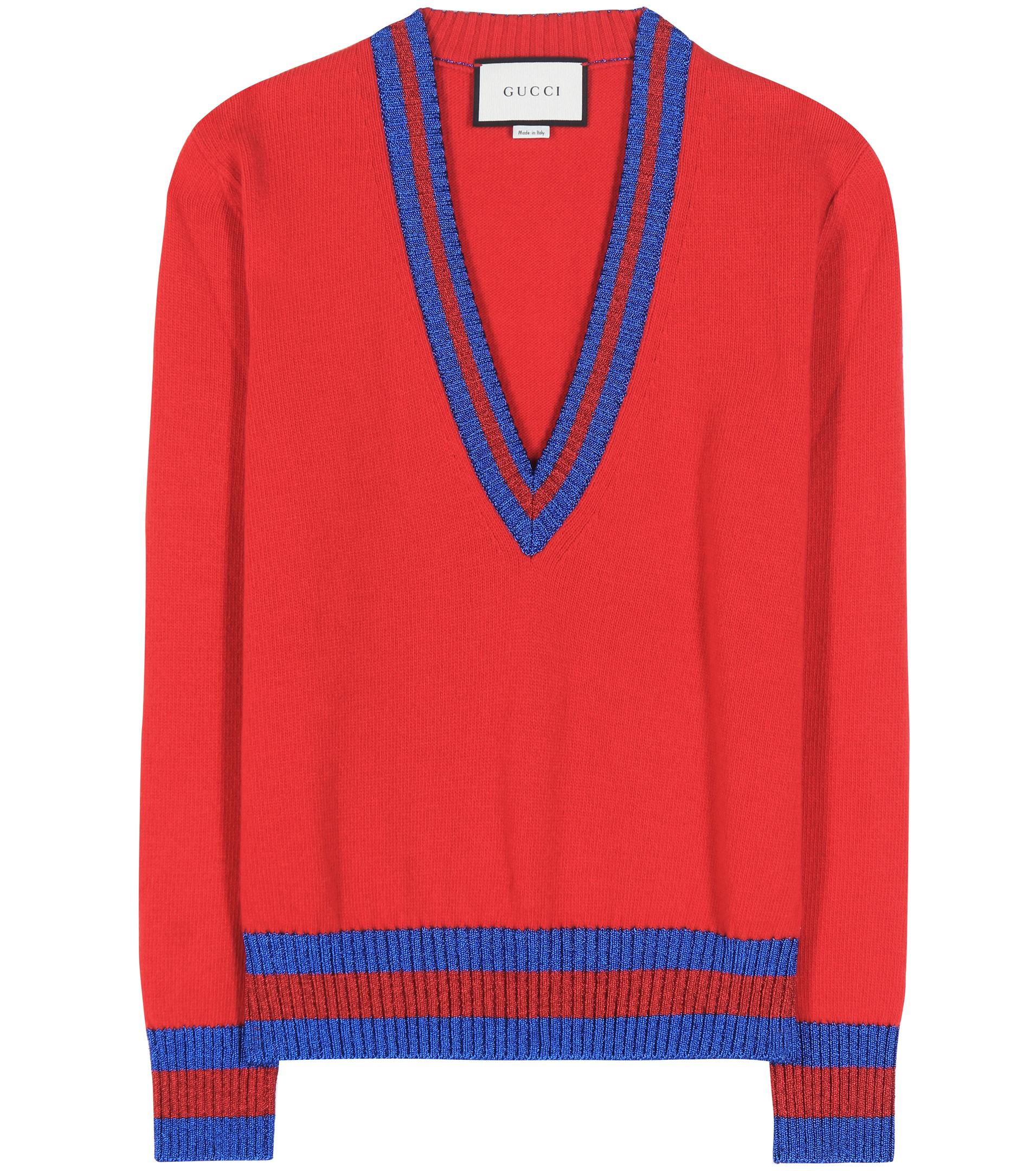 Gucci Knitted Wool Sweater in Red - Lyst