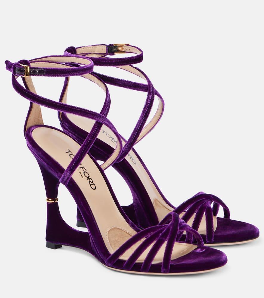 ankle strap purple wedge sandals