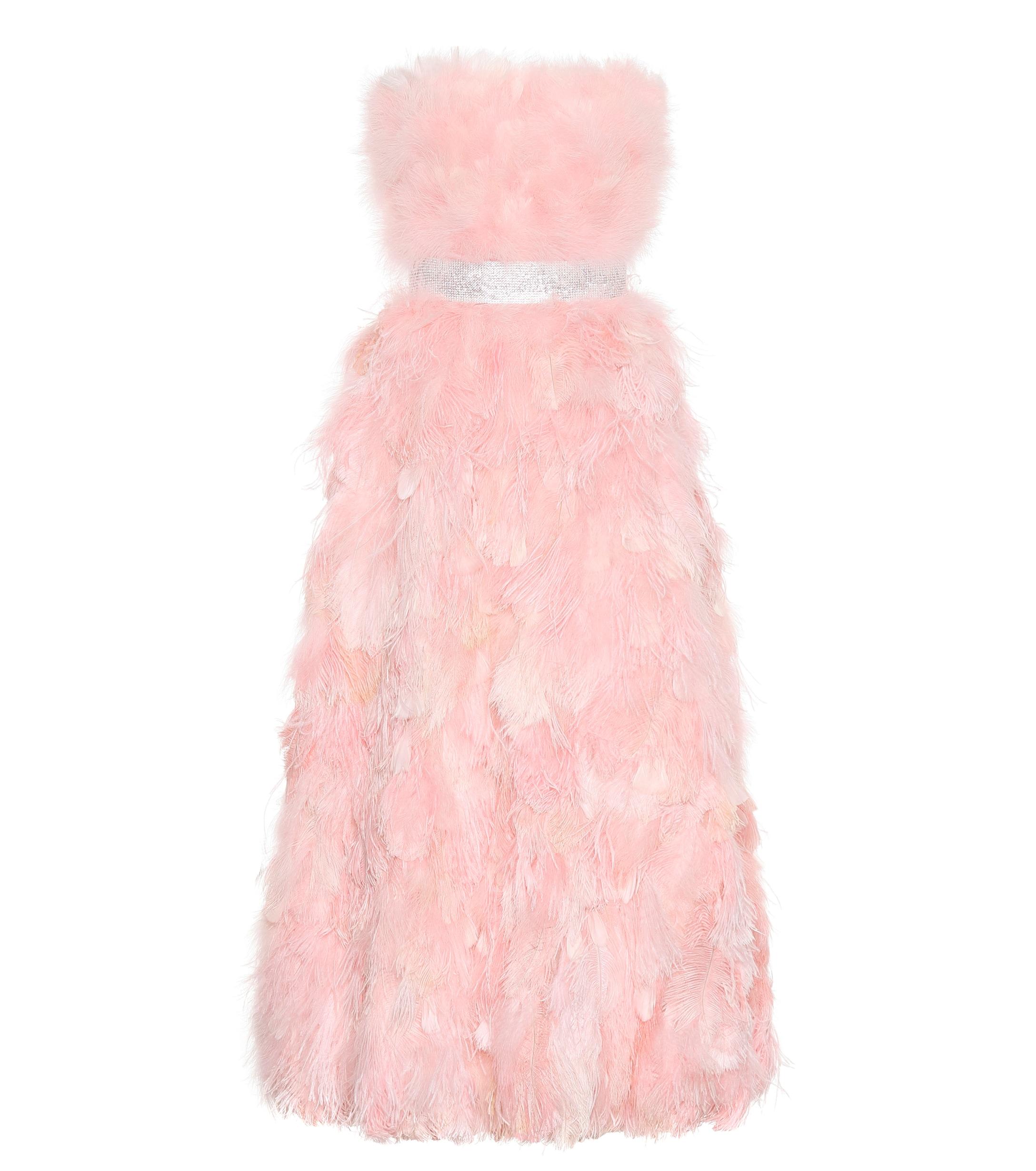 Dolce & Gabbana Crystal And Feather-embellished Silk-organza Gown in Pink |  Lyst UK