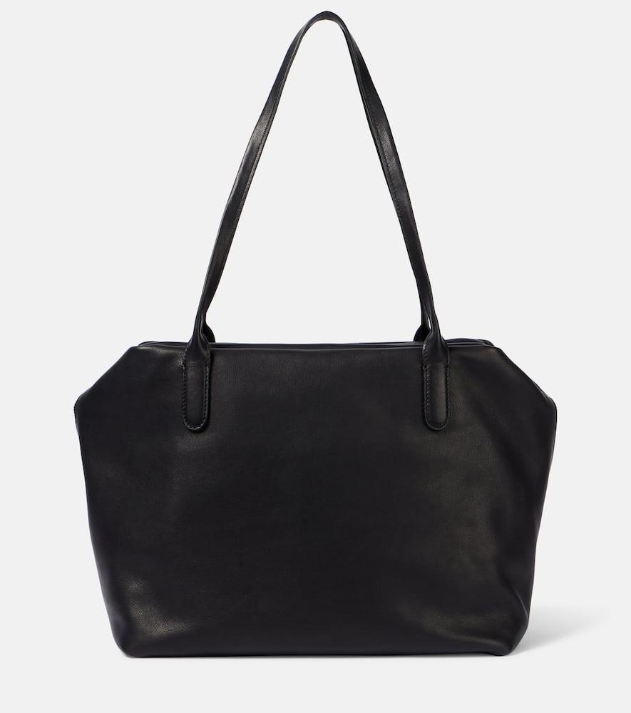 The Row Henri Leather Shoulder Bag in Black | Lyst