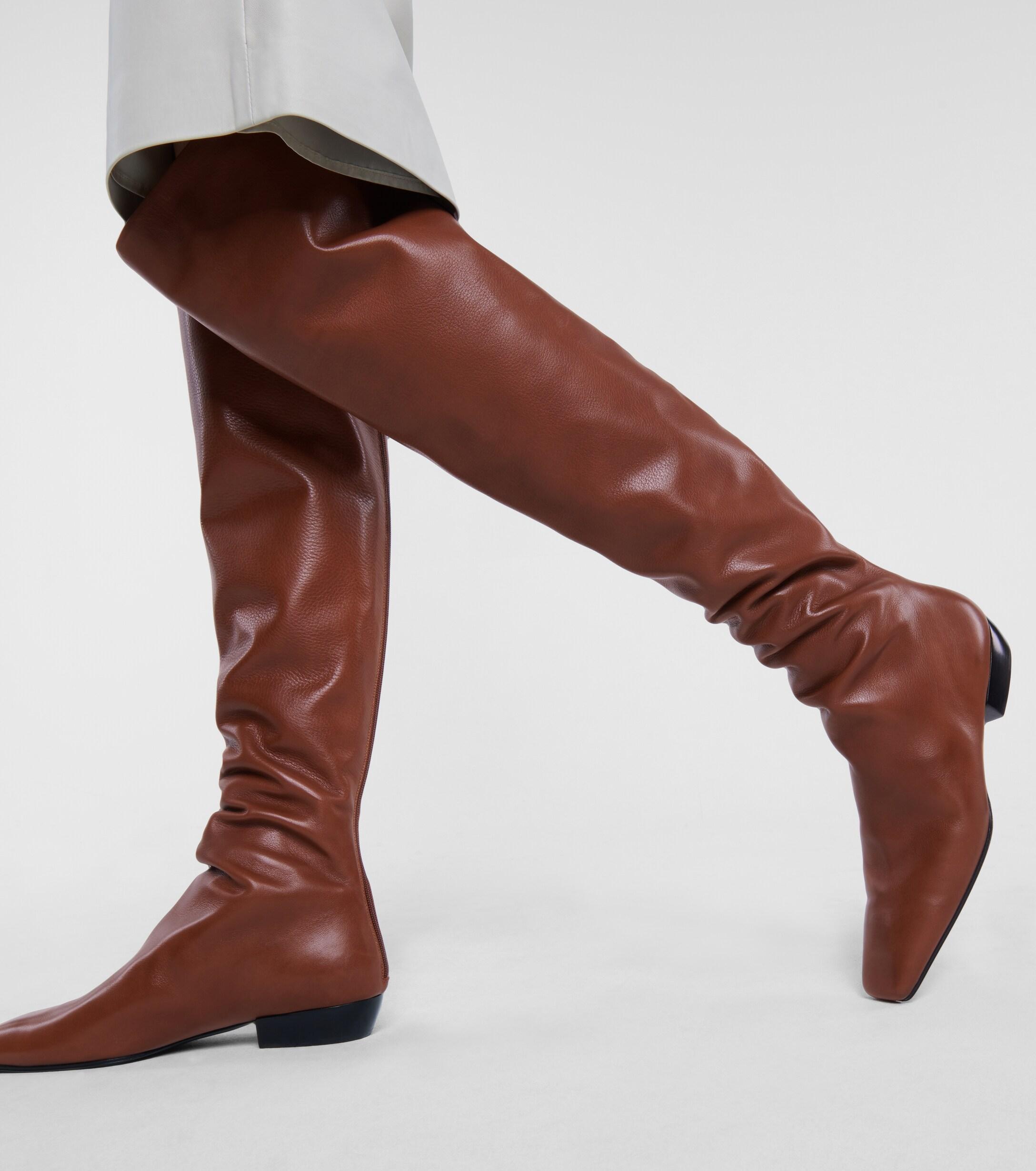 slouchy leather knee high boots