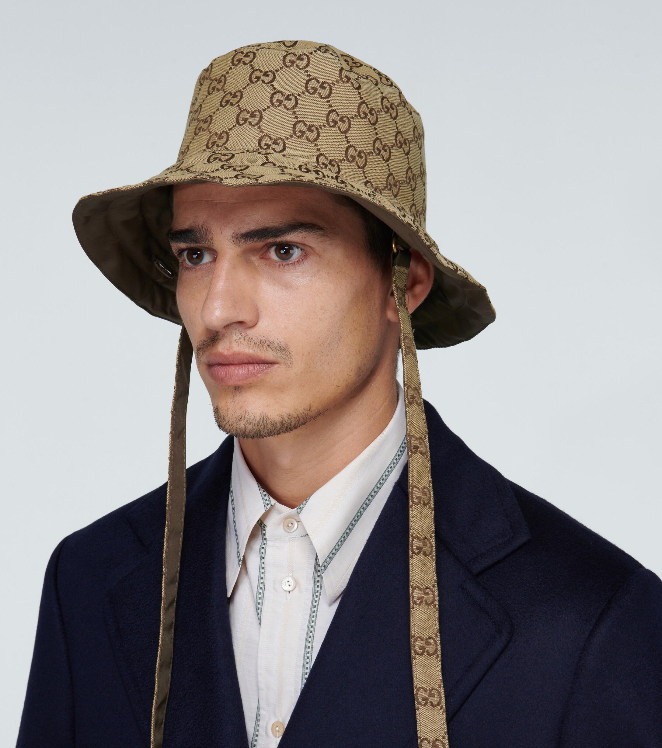 Gucci Canvas Reversible Bucket Hat in Brown for Men - Lyst