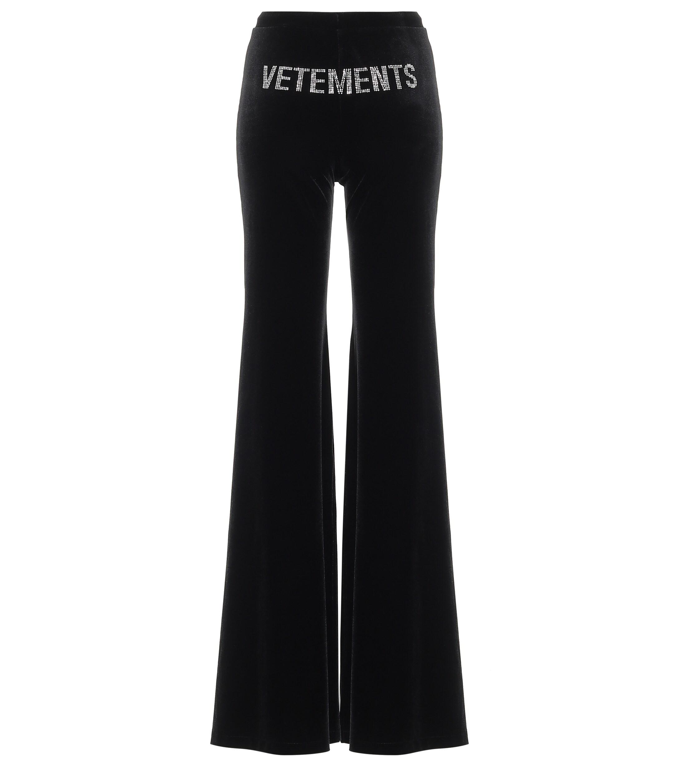 Vetements Embellished Stretch-velvet Pants in Black - Lyst