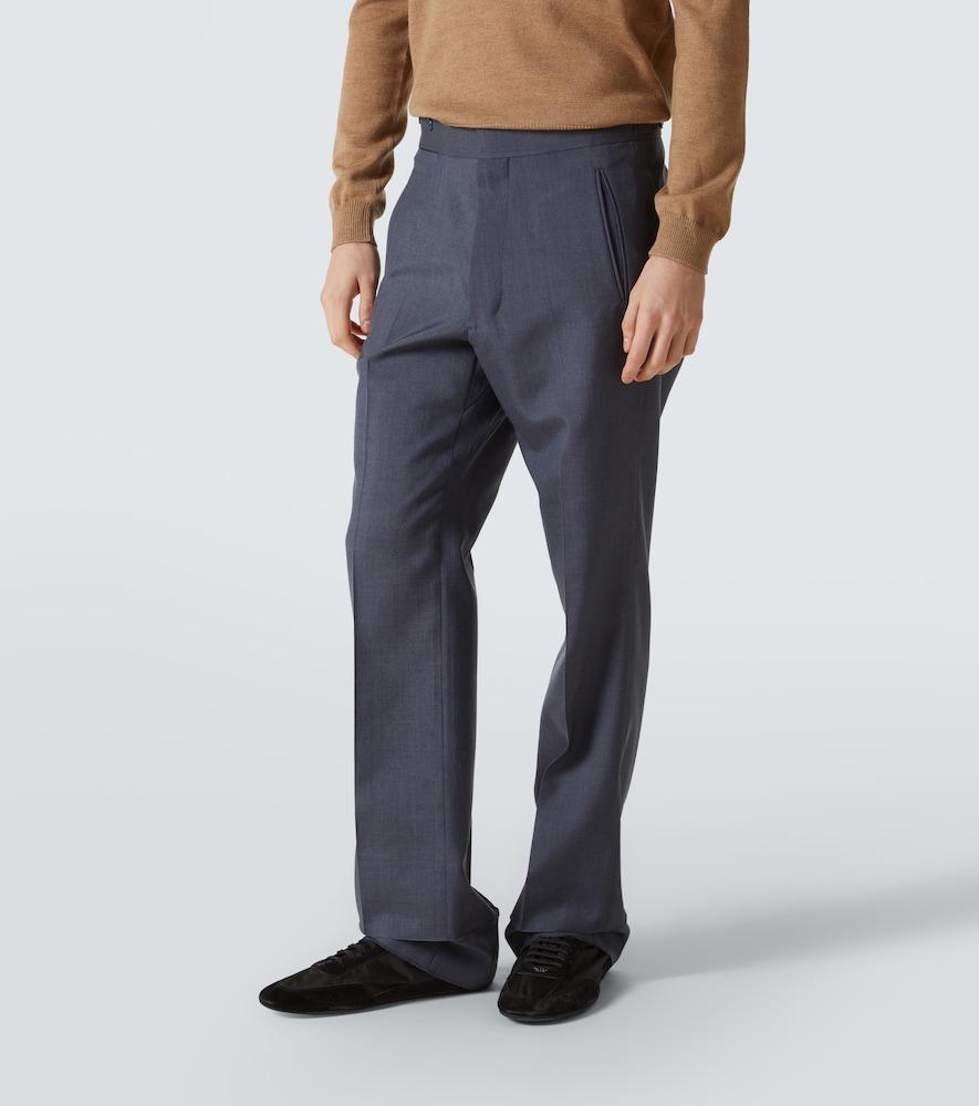 Prada Mohair And Silk Straight Pants in Blue for Men | Lyst