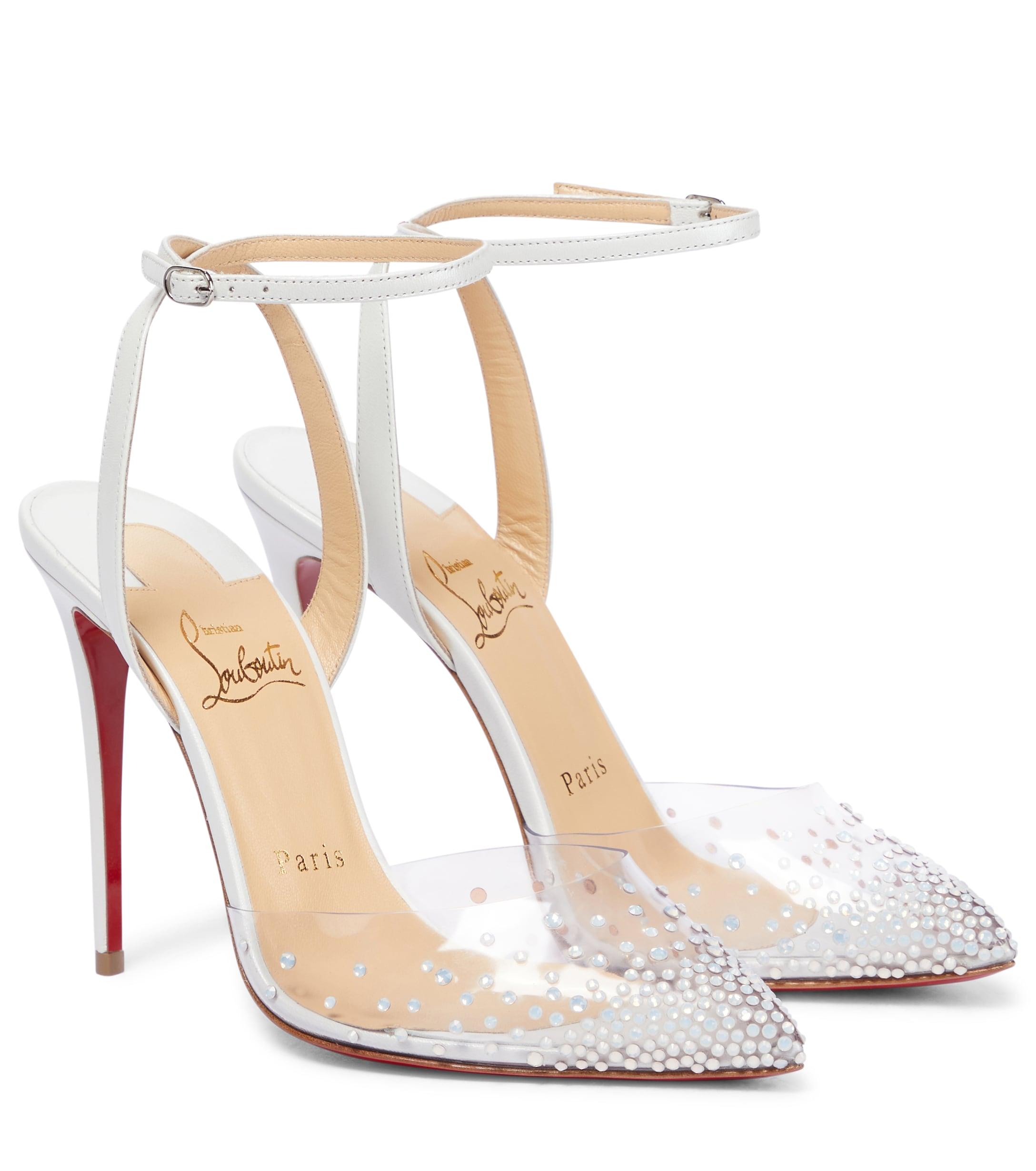 Christian Louboutin Spikaqueen 100 Embellished Pvc Pumps in White | Lyst