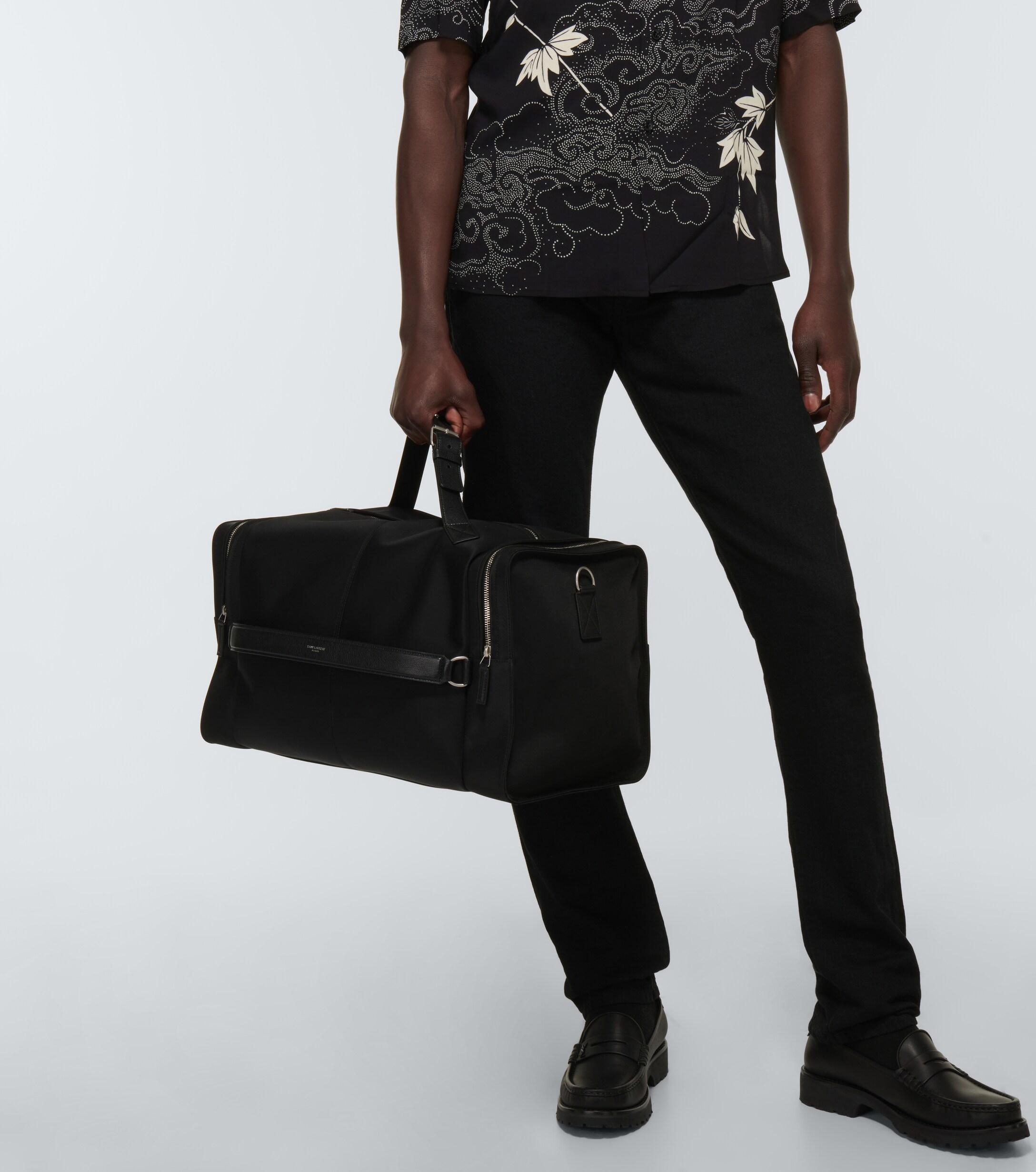 Square duffle sac en cuir lisse Cuir Saint Laurent pour homme en coloris Noir Homme Sacs Sacs de sport 