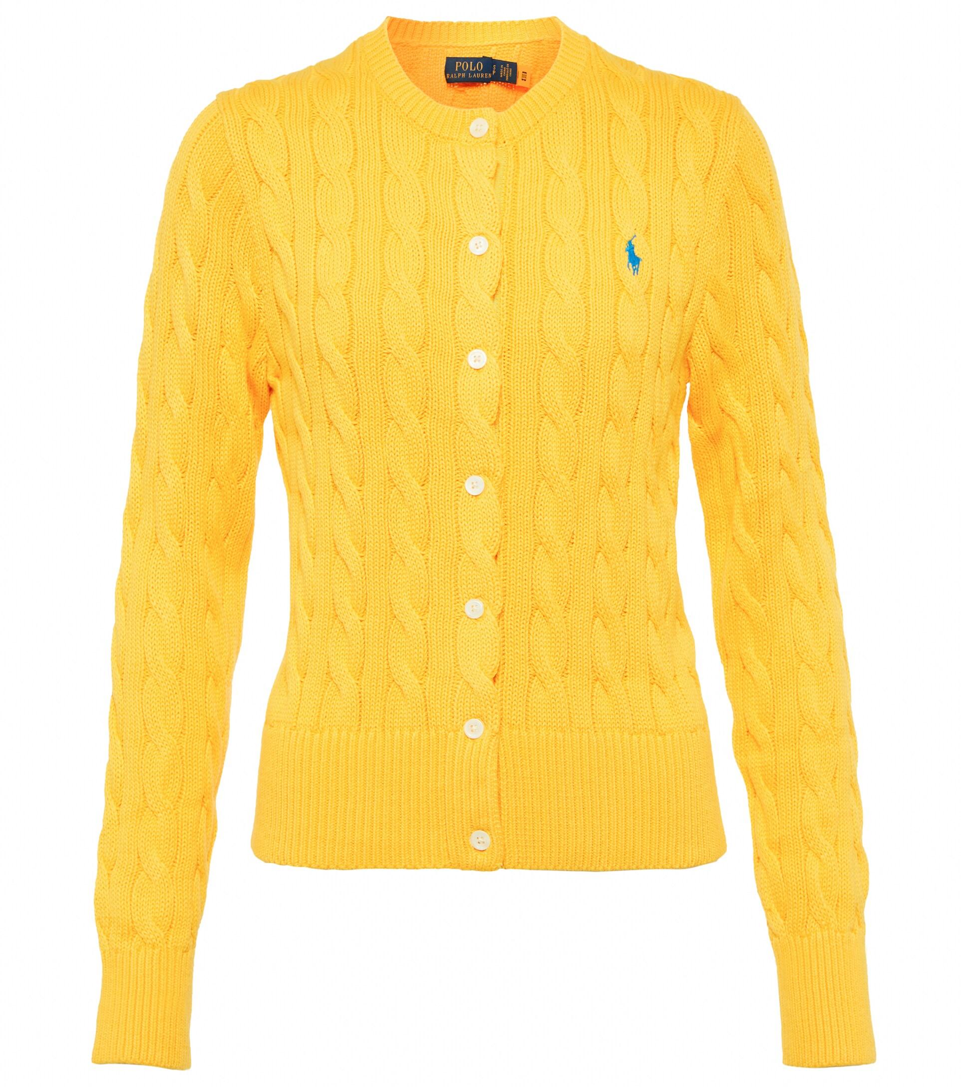 Tanke fugl Macadam Polo Ralph Lauren Cable-knit Cotton Cardigan in Yellow | Lyst