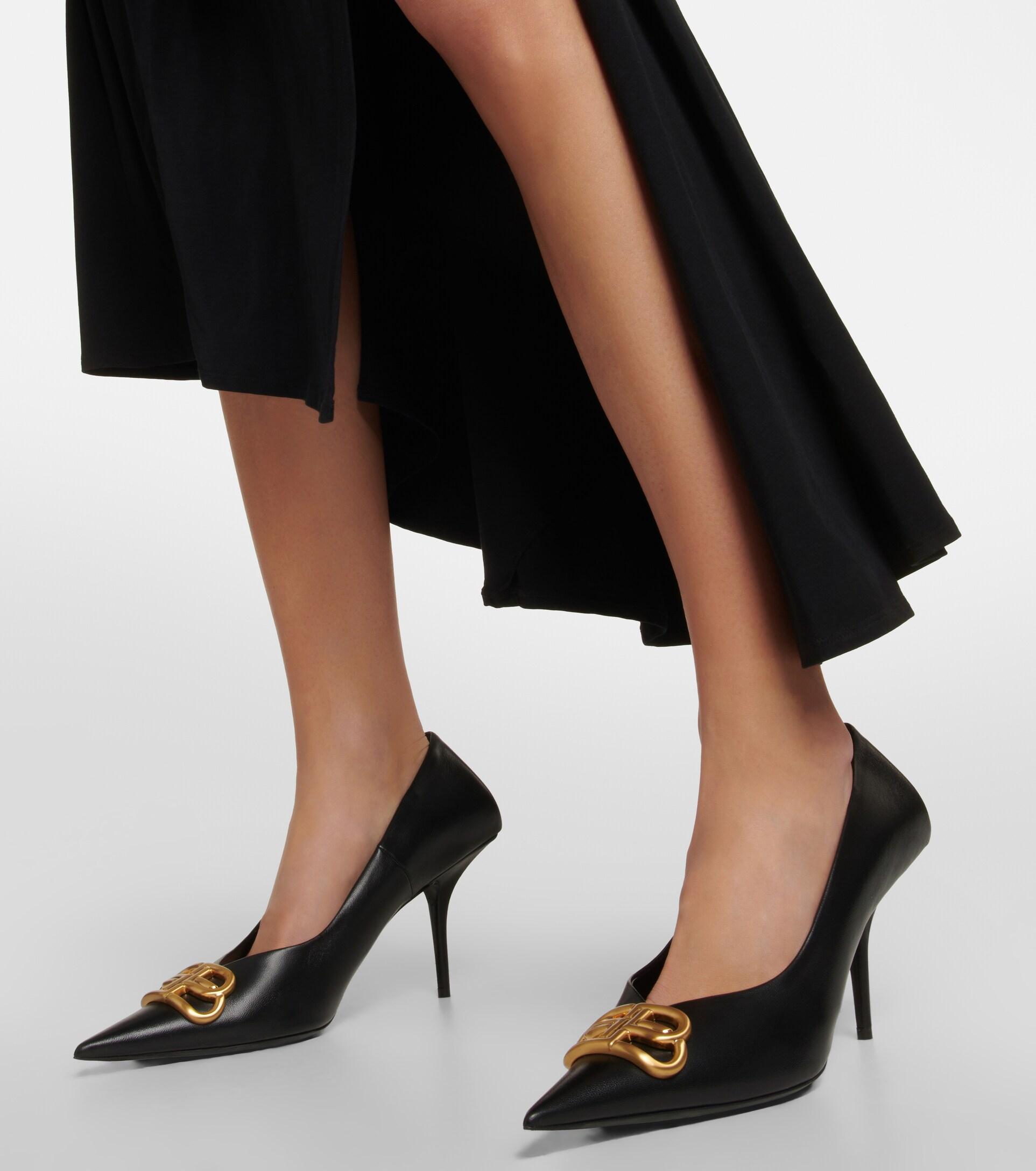 Balenciaga Square Knife Bb Leather Pumps in Black | Lyst