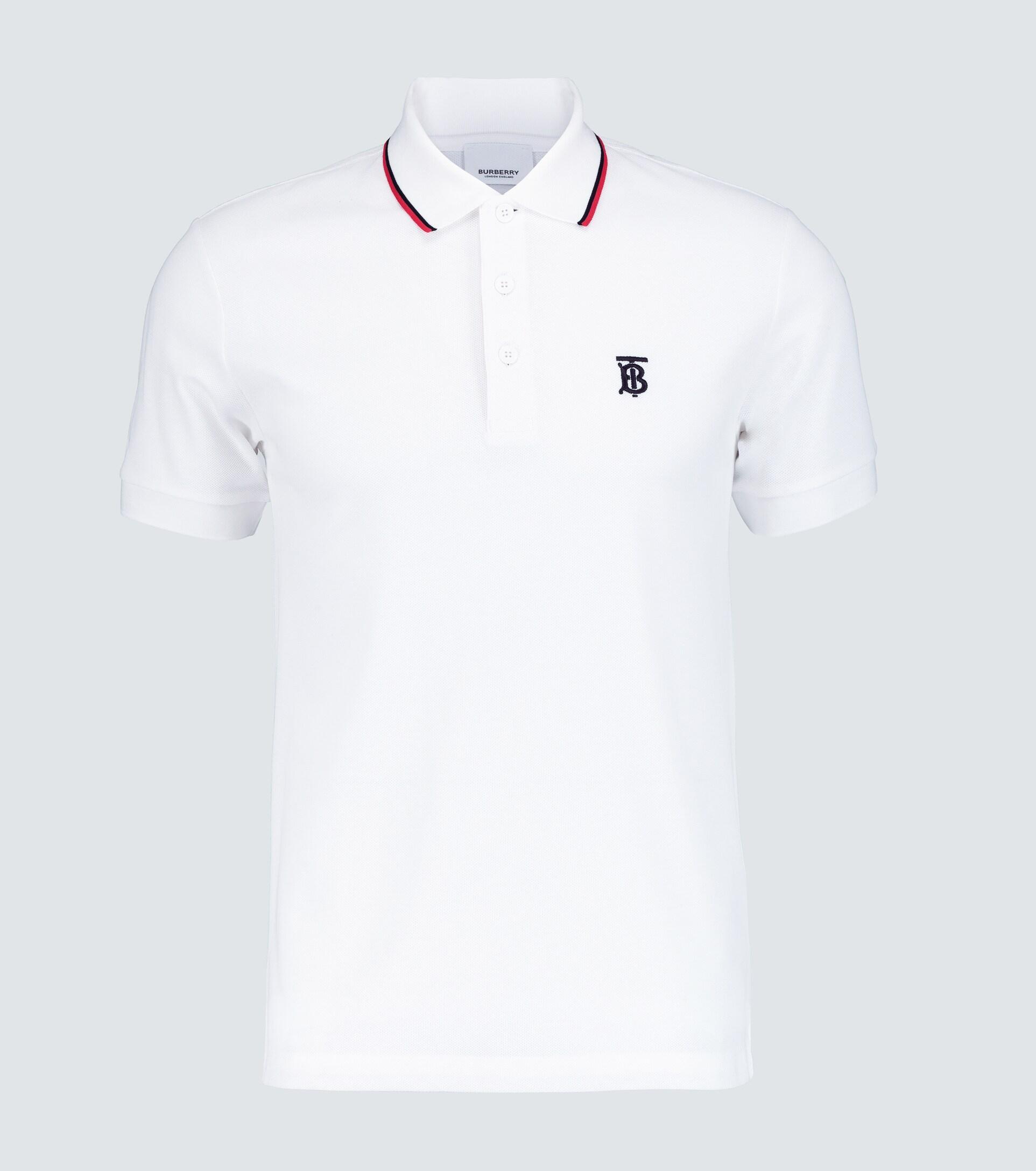 Burberry Walton Cotton Polo Shirt in White for Men | Lyst