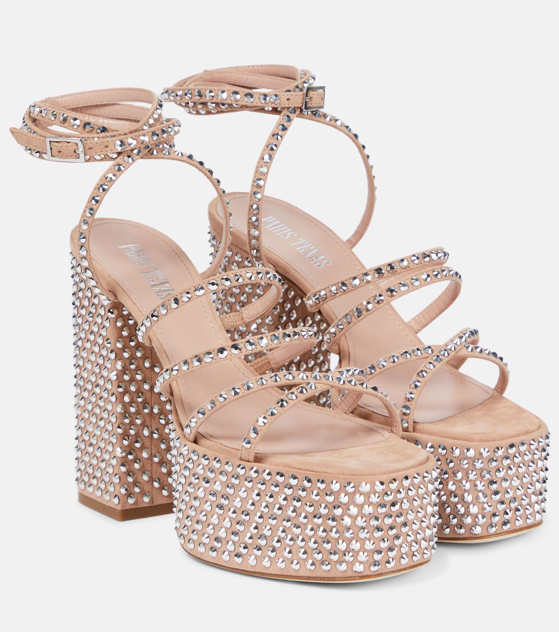 Paris Texas Holly Evita Suede Platform Sandals in Pink | Lyst