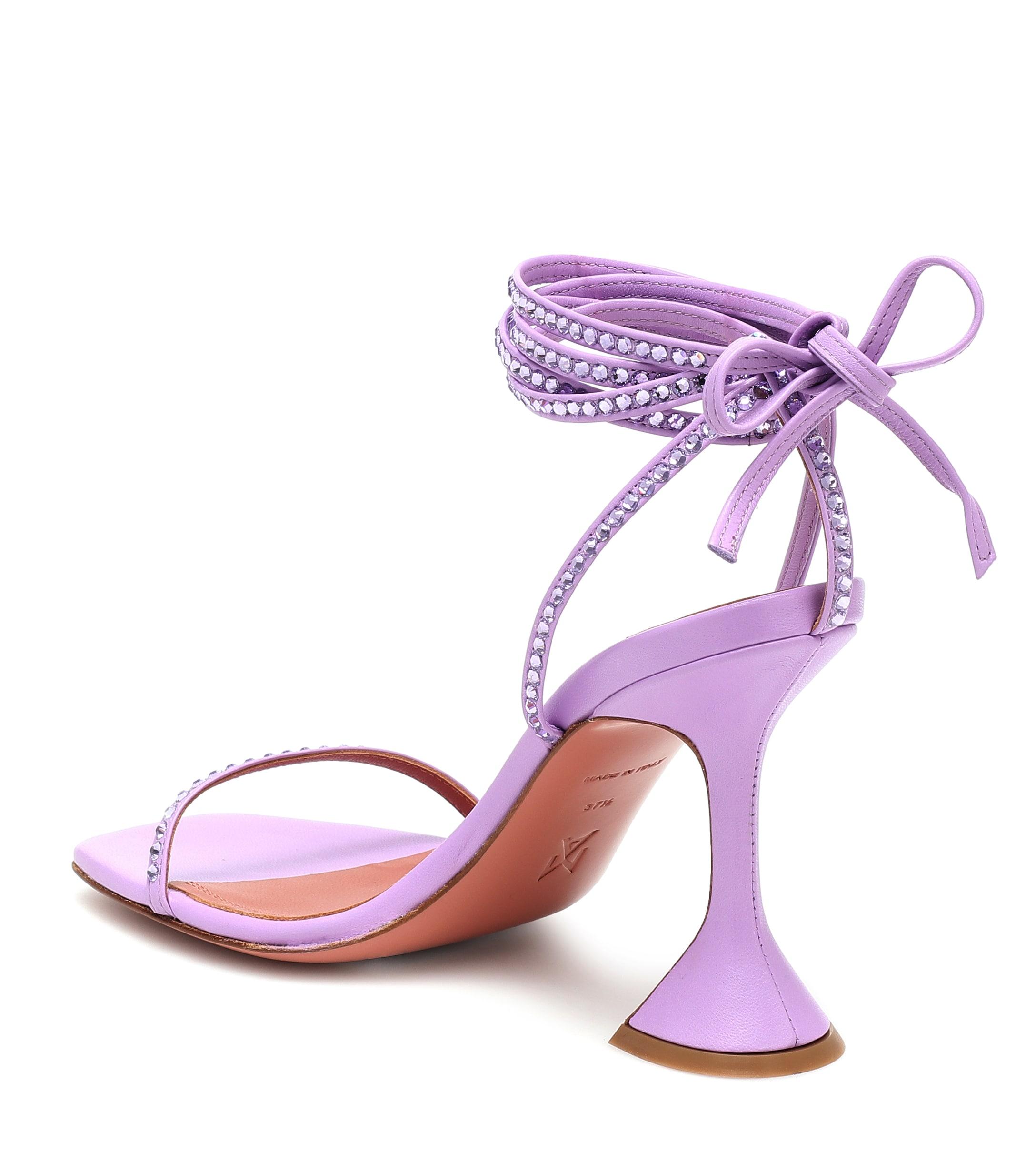 amina muaddi purple shoes