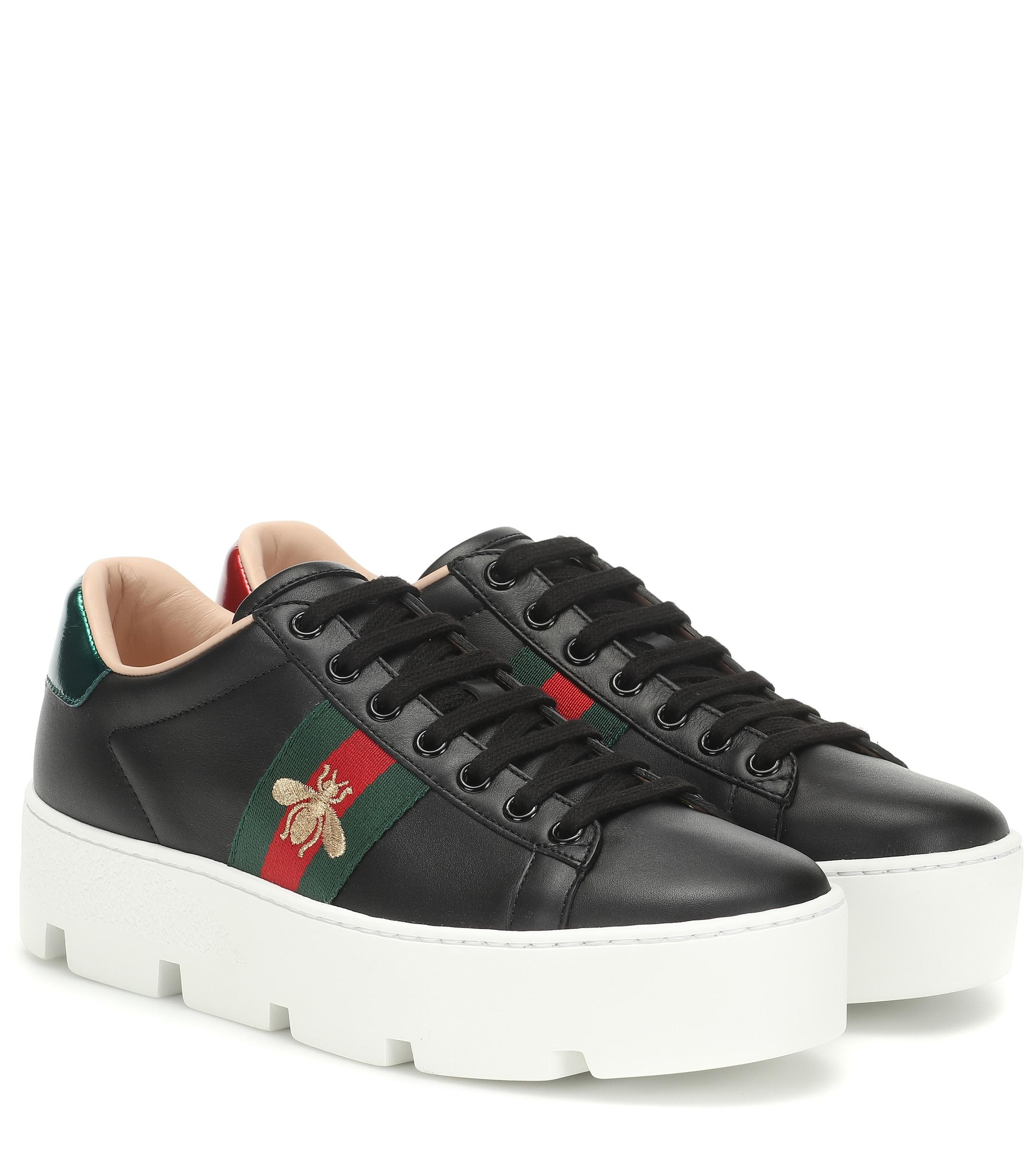 gucci ace platform leather sneakers
