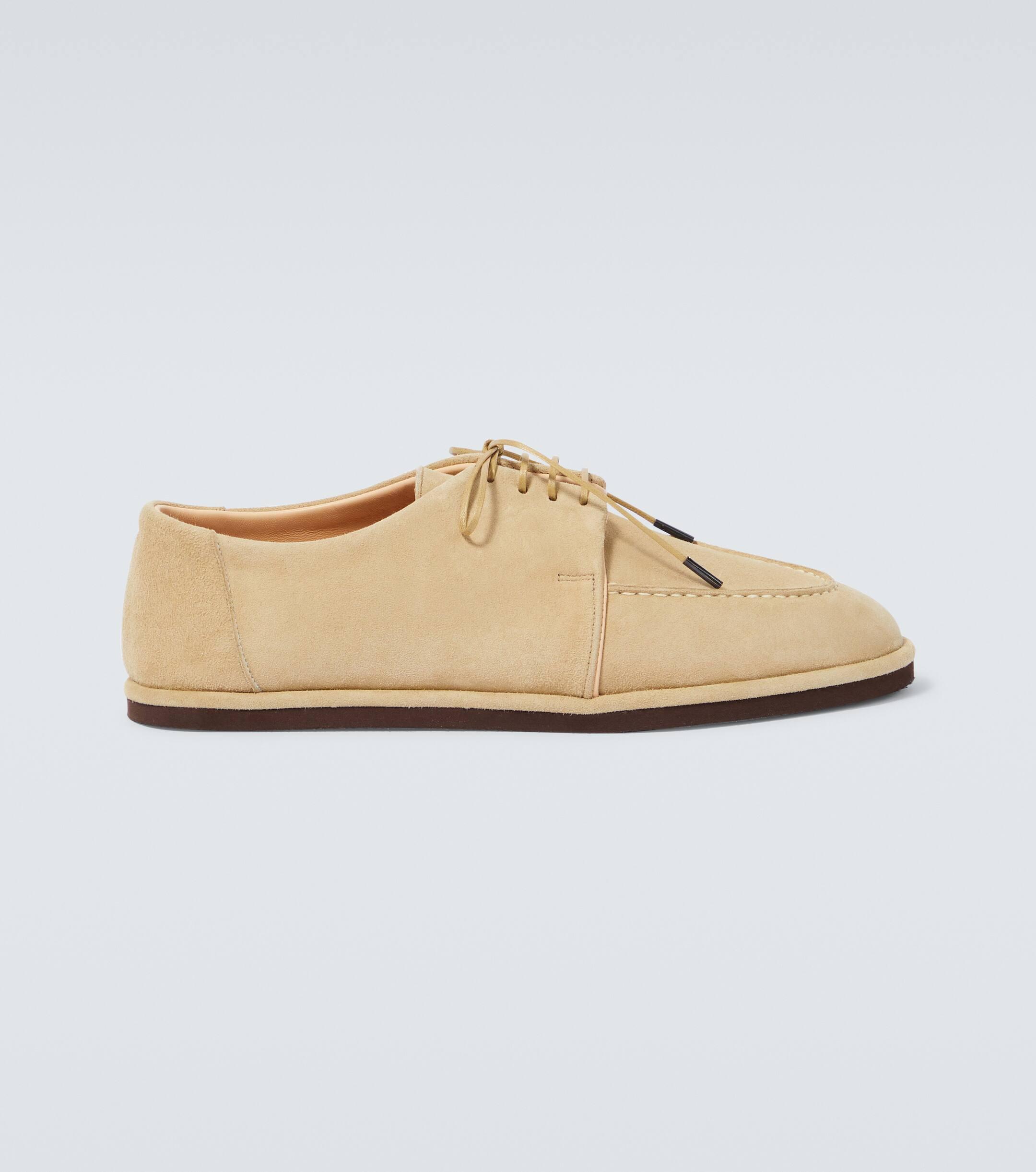 AURALEE Suede Derby Shoes in White for Men Lyst UK