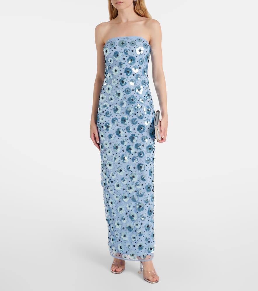 ROTATE BIRGER CHRISTENSEN Floral Embellished Strapless Gown