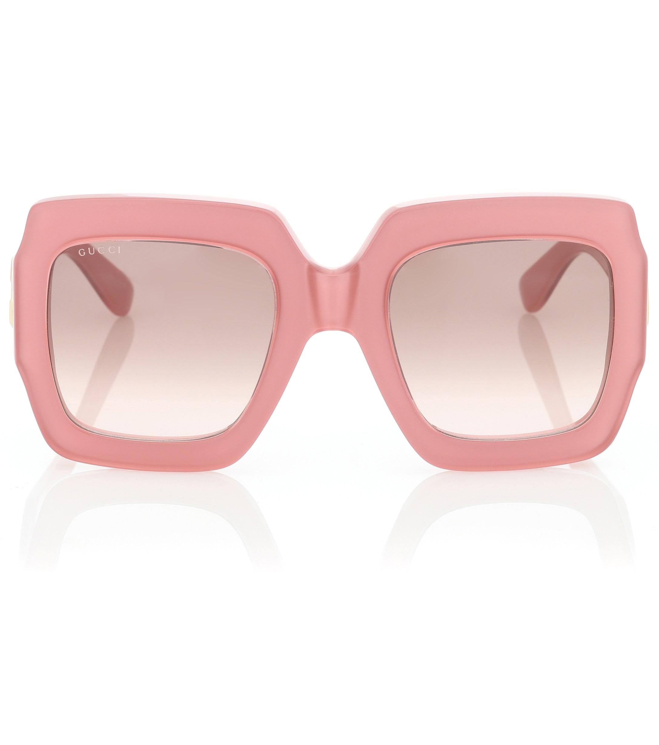 Gucci Square Acetate Sunglasses in Pink | Lyst