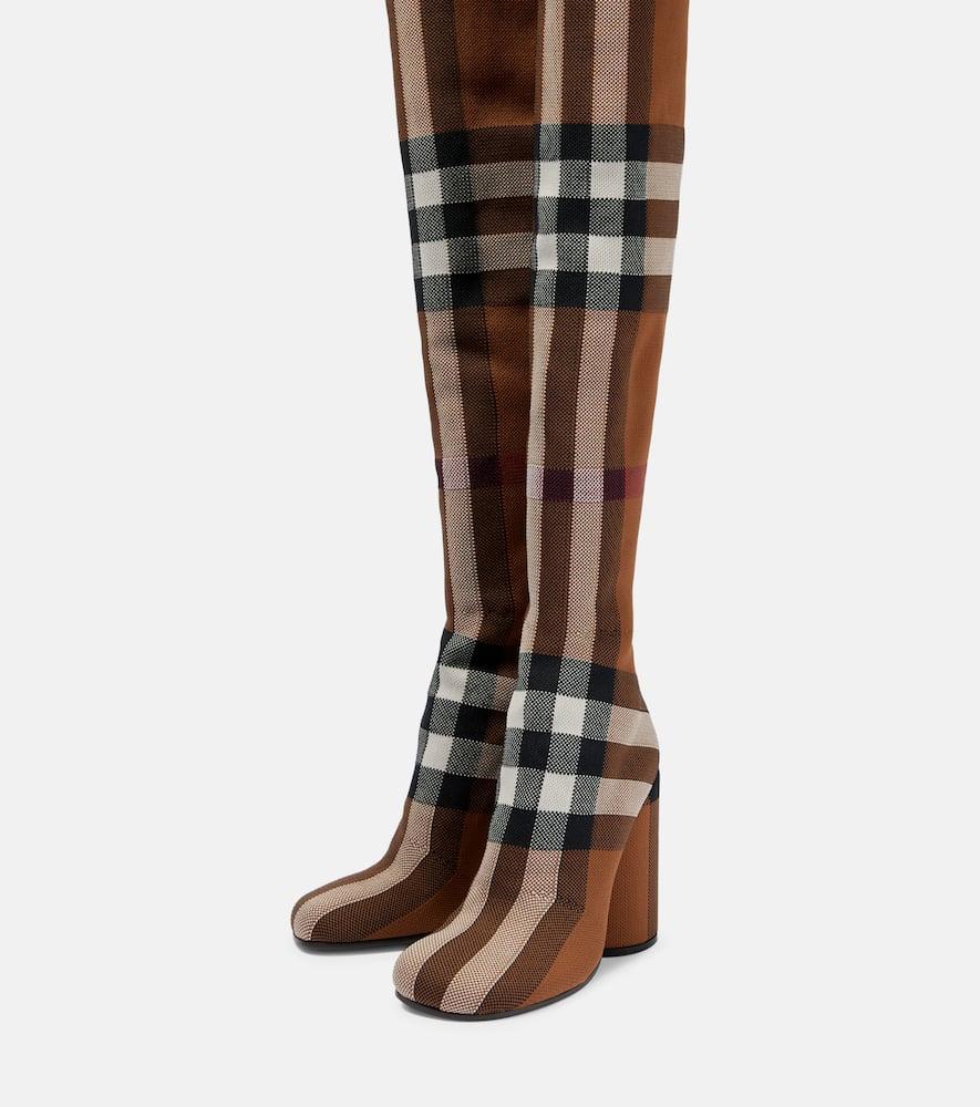 Burberry Checked Over the knee Boots Lyst