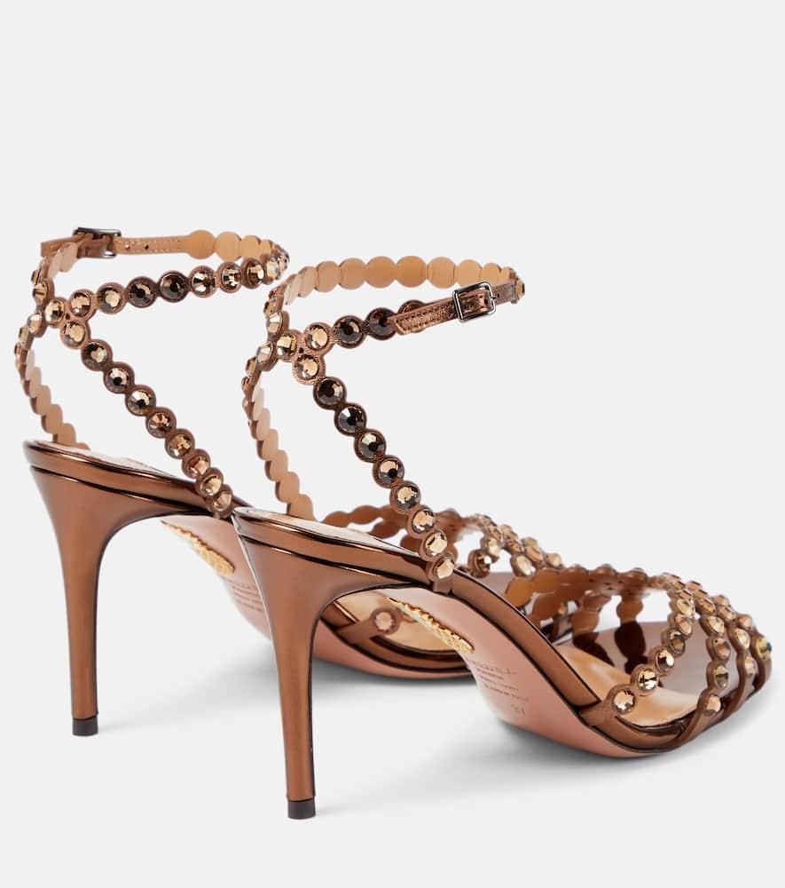 サンダル・ミュール TEQUILA SANDALS AQUAZZURA | Tequila 85 Crystal Embellished Leather Heeled
