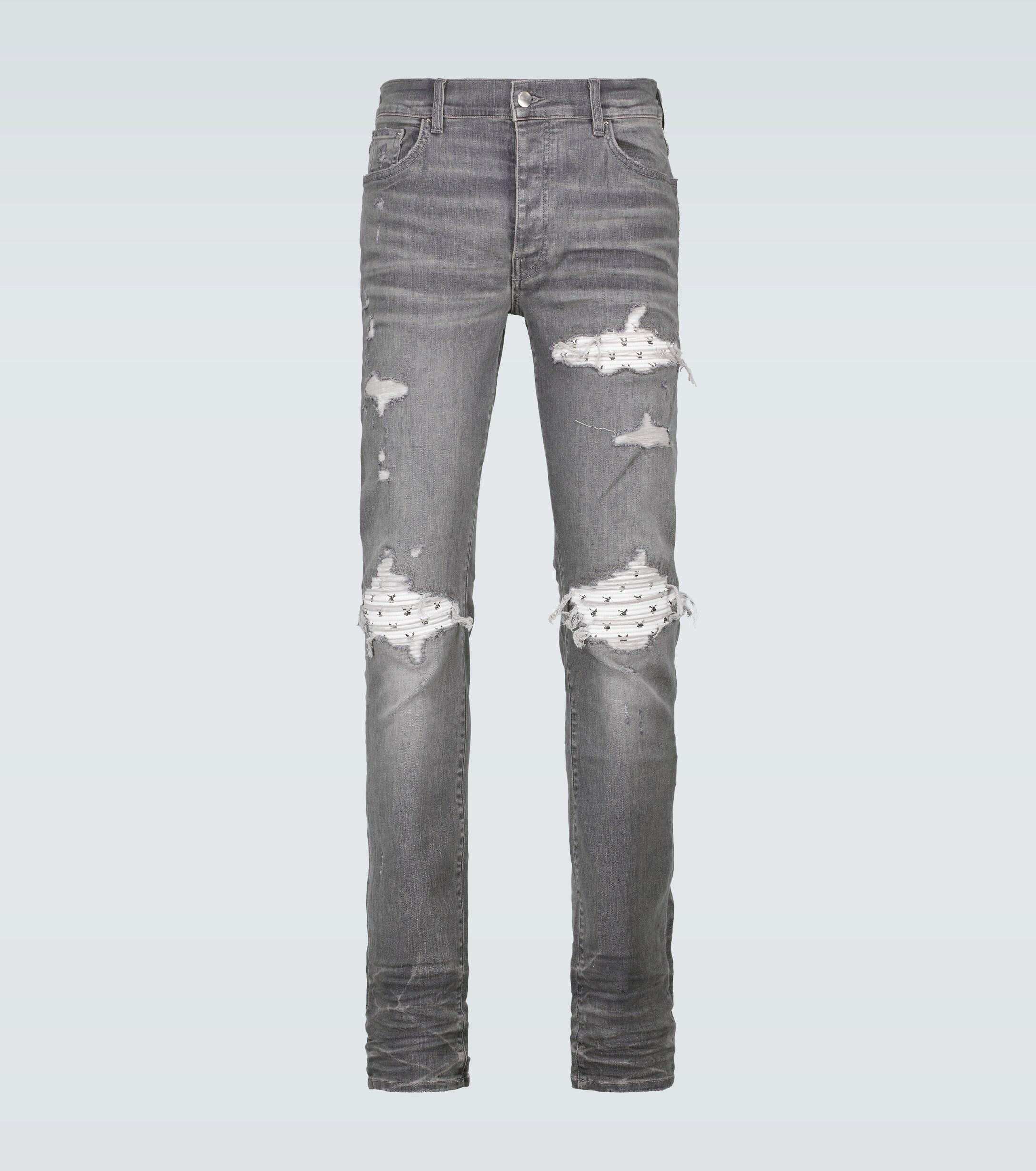 Amiri Mx1 Leather Playboy Jeans in Grey for Men | Lyst Canada