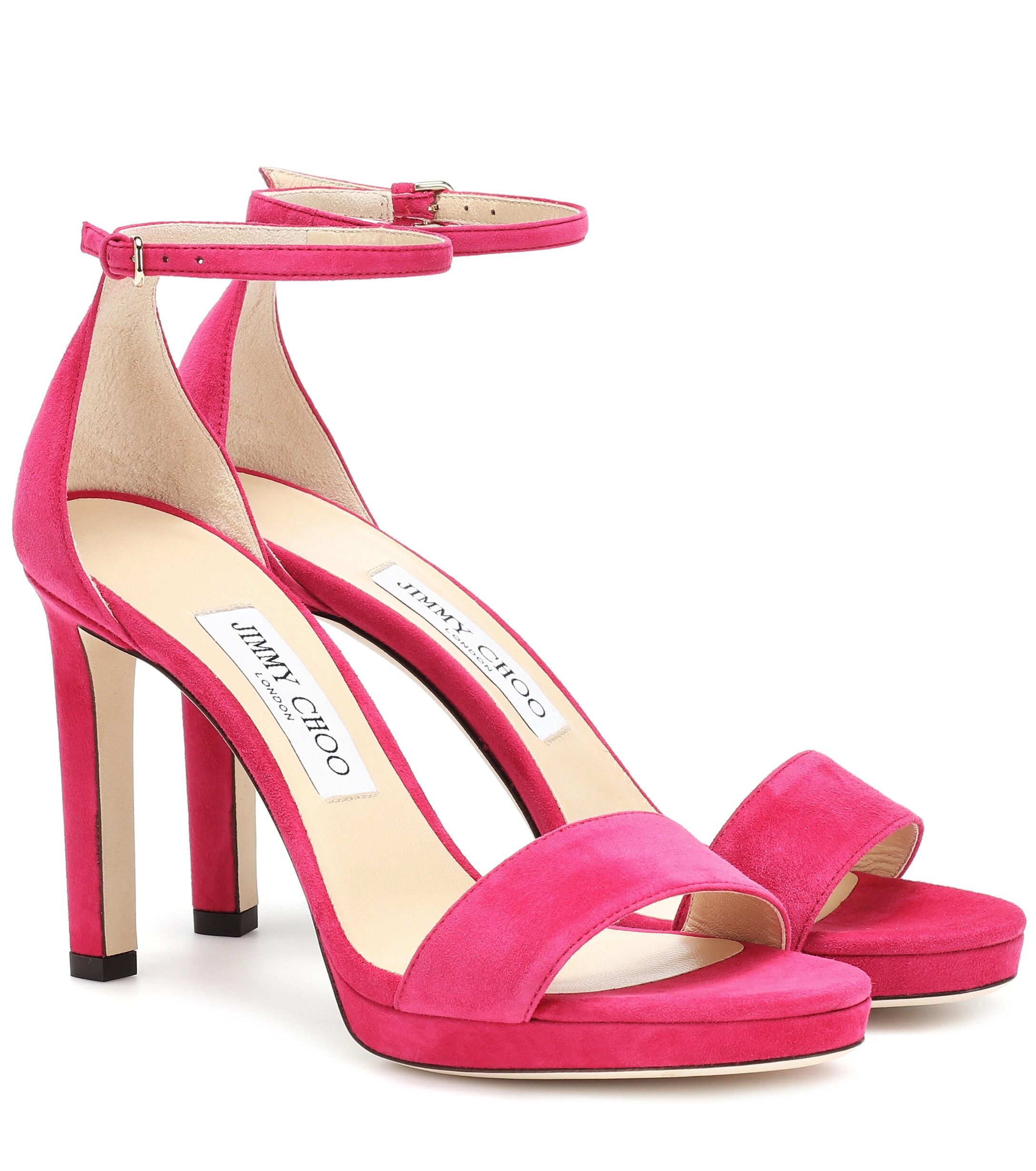 Jimmy Choo Misty 100 Suede Sandals in Raspberry (Pink) - Save 40% - Lyst