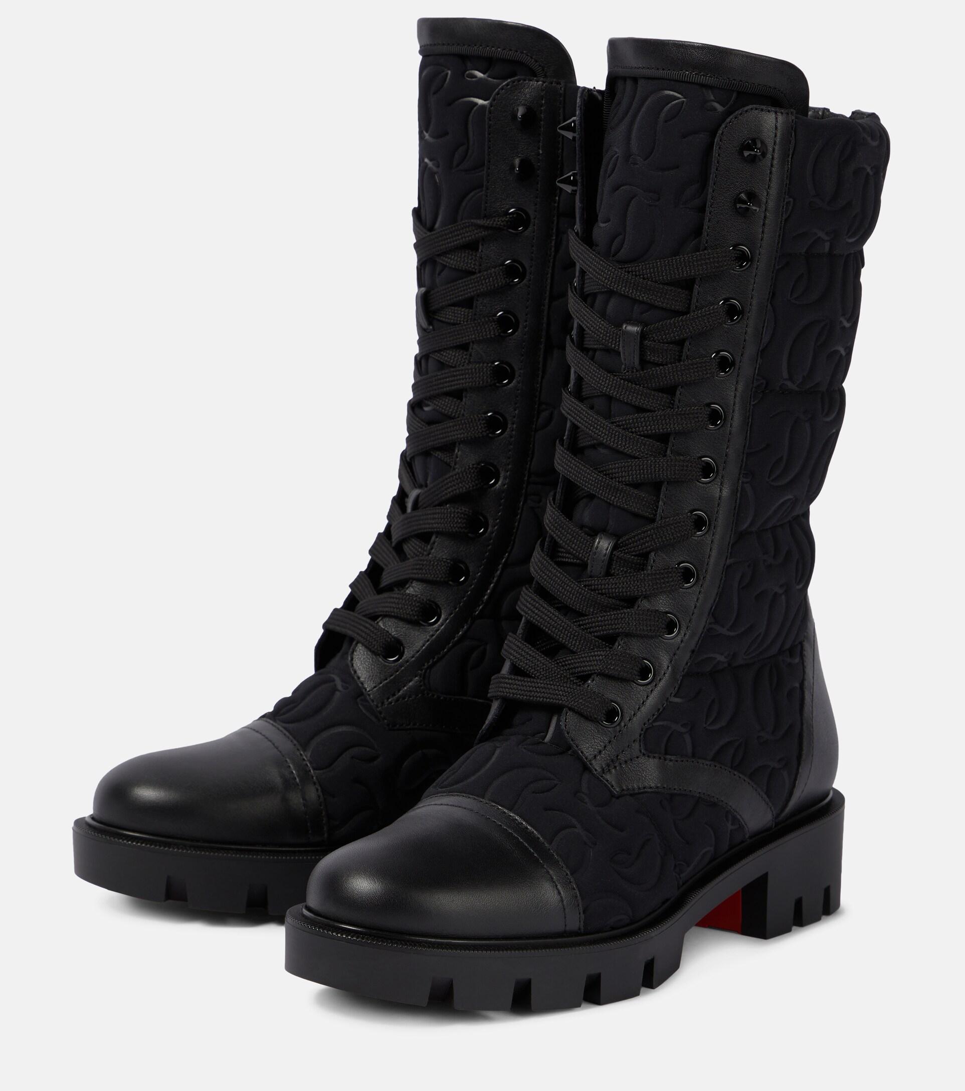 CHRISTIAN LOUBOUTIN Pavleta leather-trimmed quilted shell boots