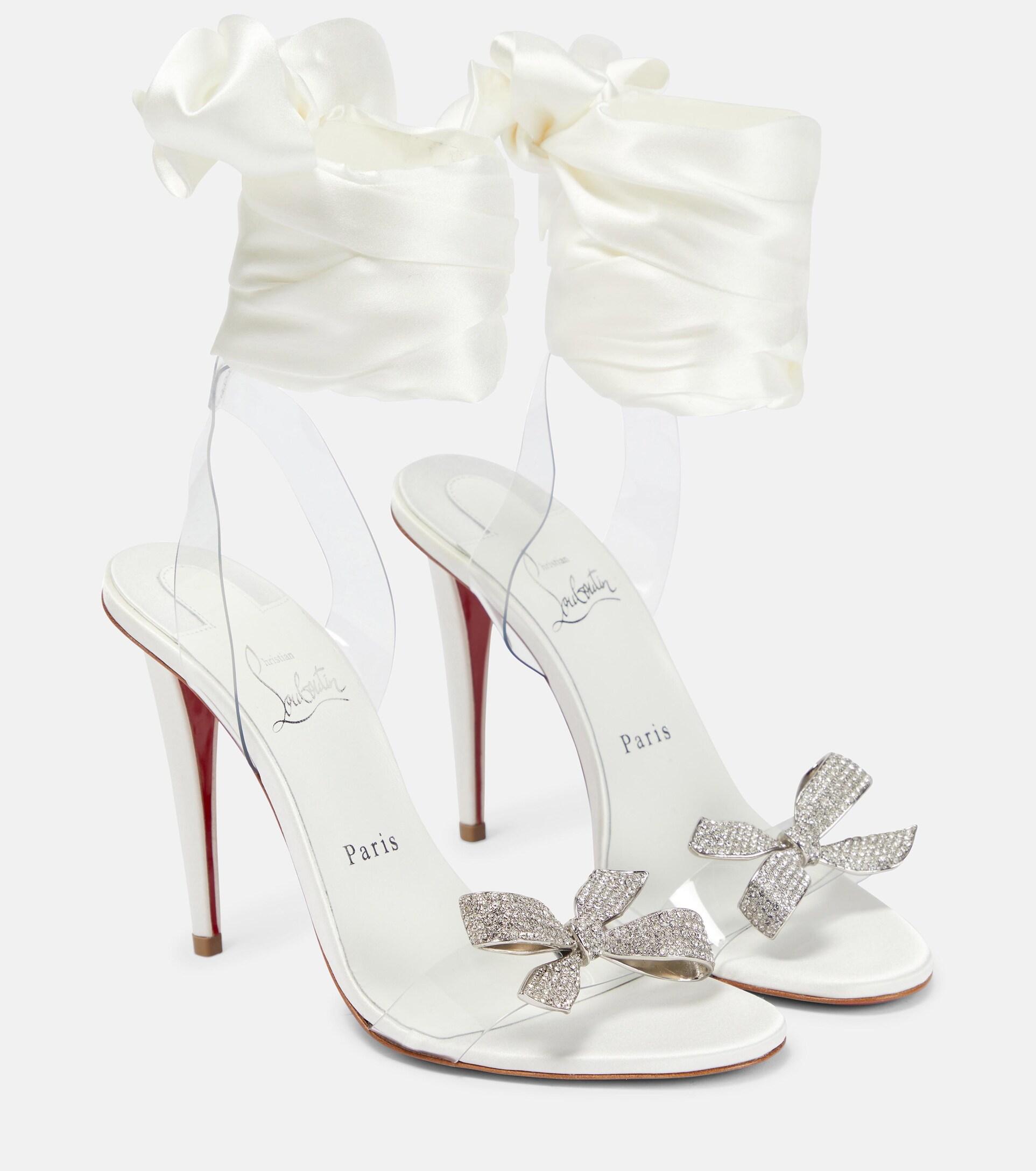 Christian Louboutin Astrinodo Embellished Pvc Sandals in White | Lyst