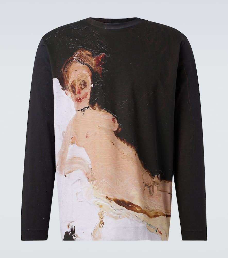Simone Rocha Olympia Printed Cotton Jersey T-Shirt in Black for