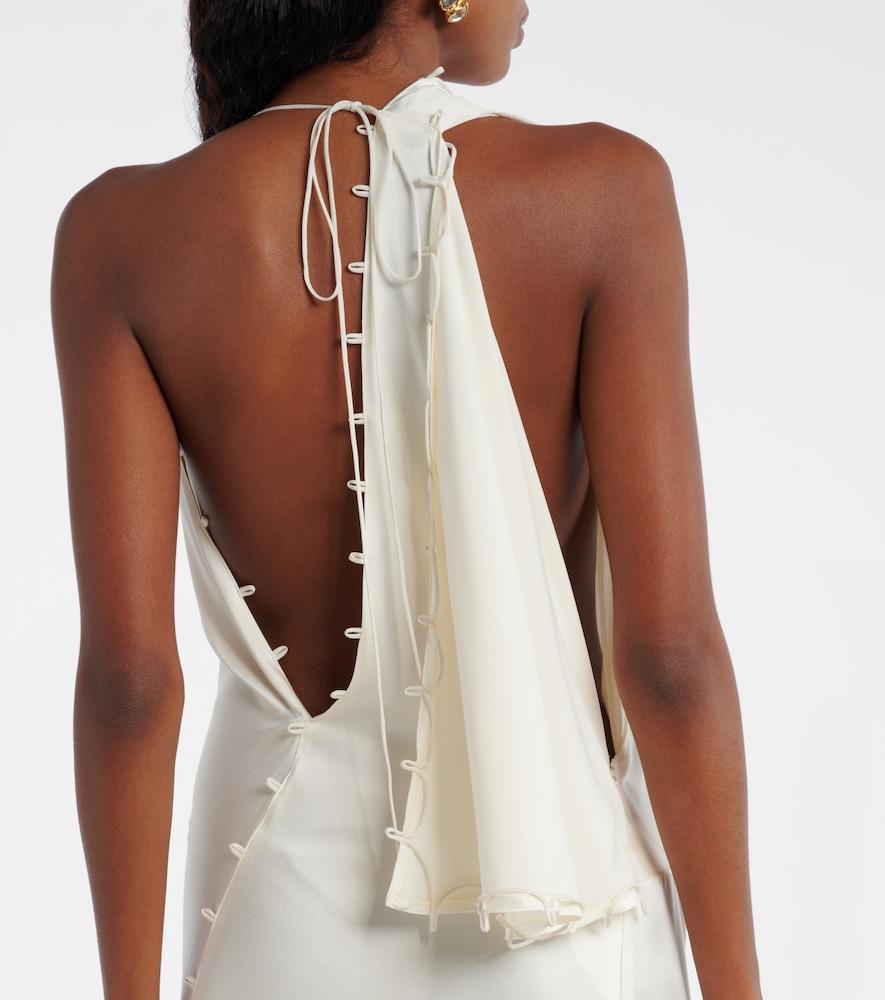 victoria beckham backless dress $1590 Victoria Beckham Women's Blue Draped Crisscross Open-Back Dress Size L
