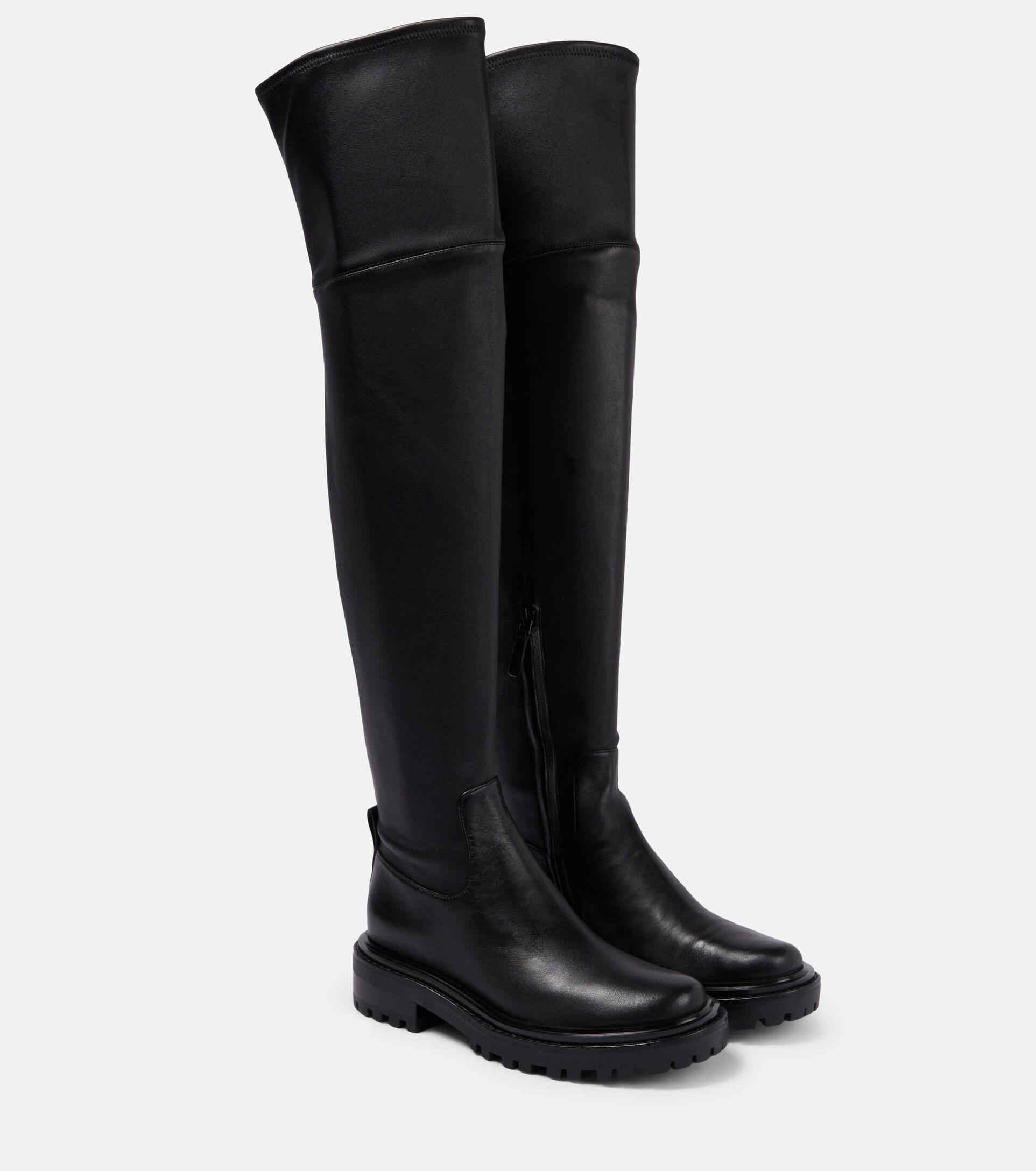 Tory Burch Utility Lug Leather Over-the-knee Boots in Black | Lyst