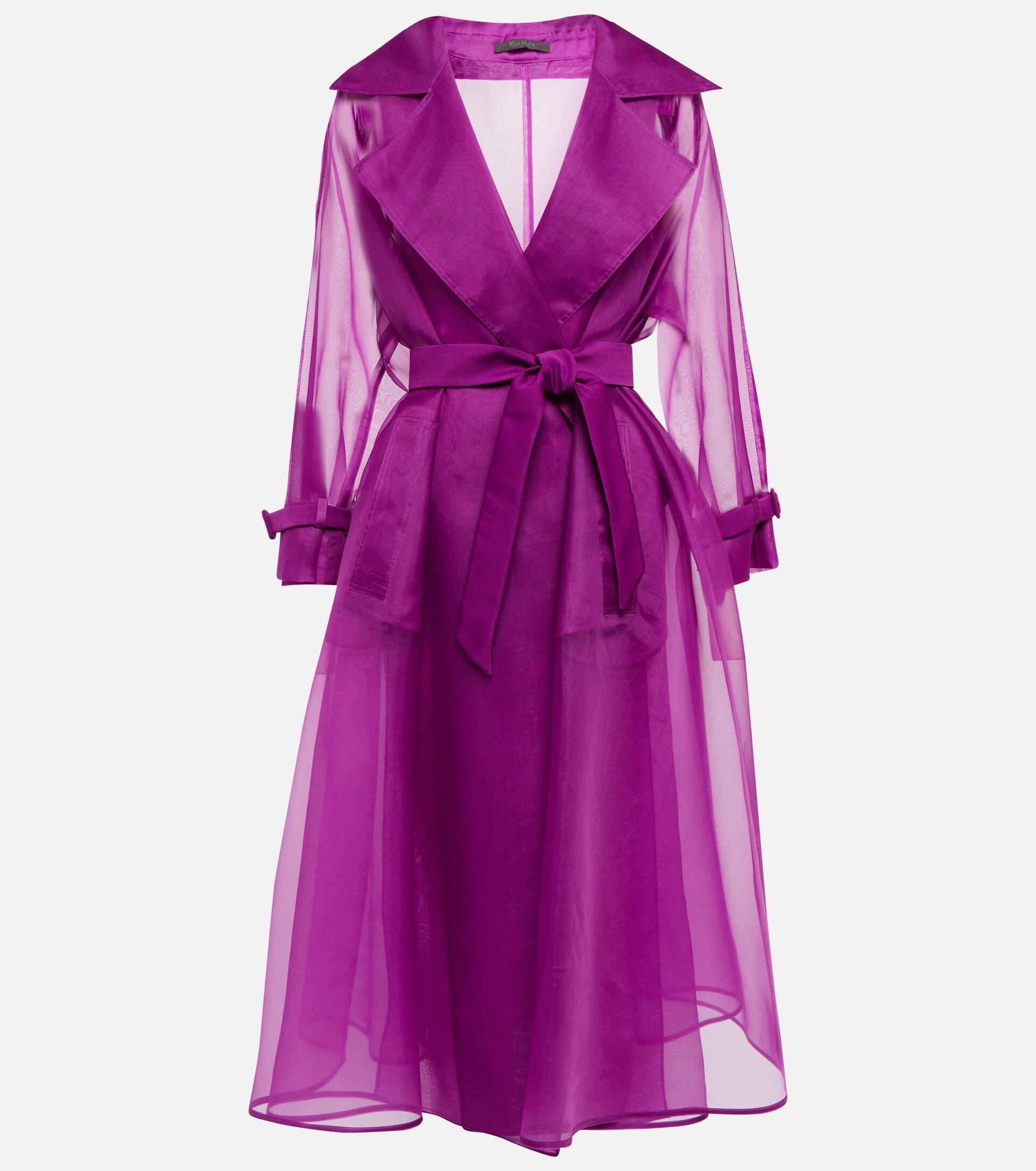 Max Mara Rauche Silk Organza Trench Coat in Purple | Lyst