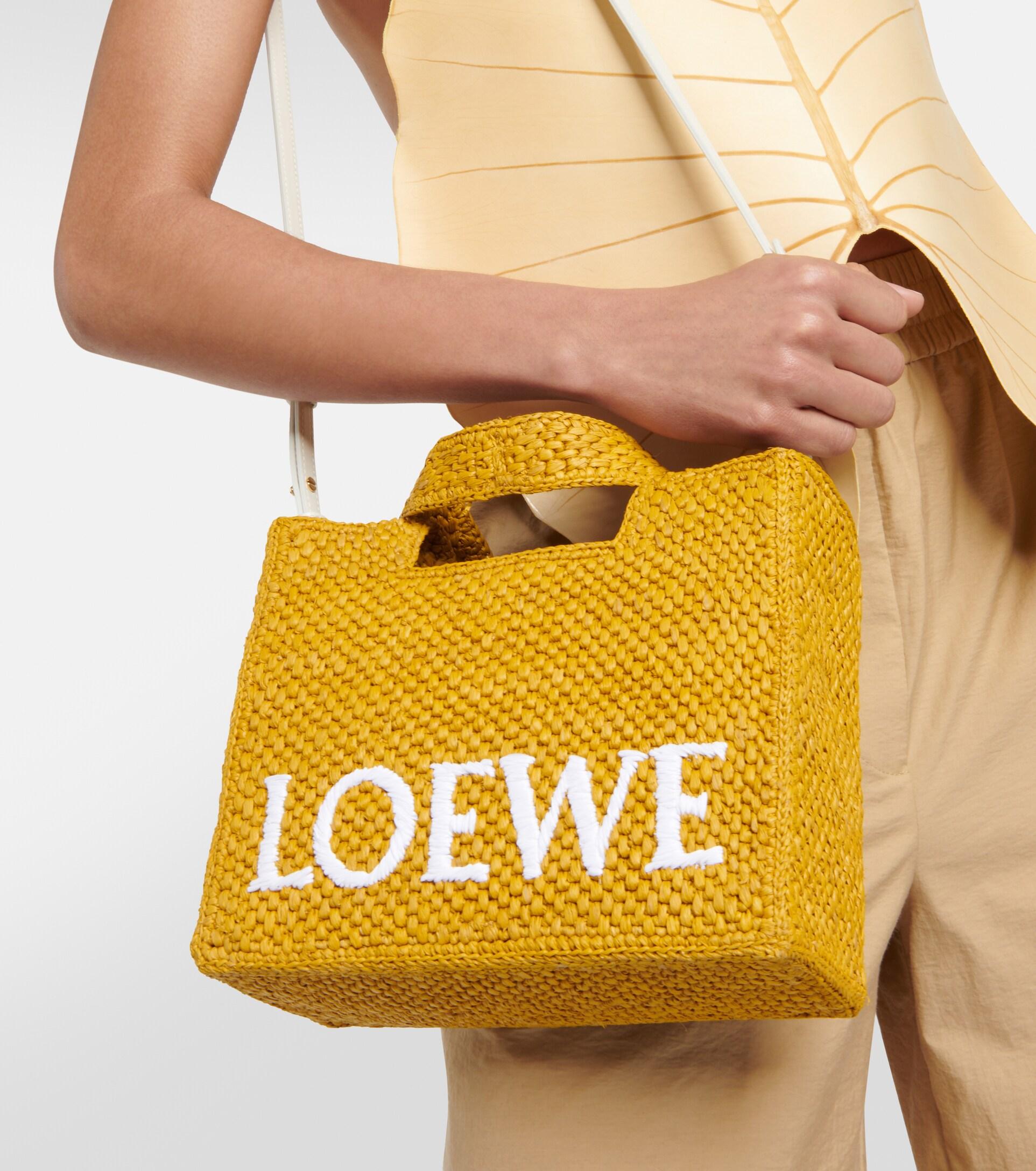Logo raffia tote bag