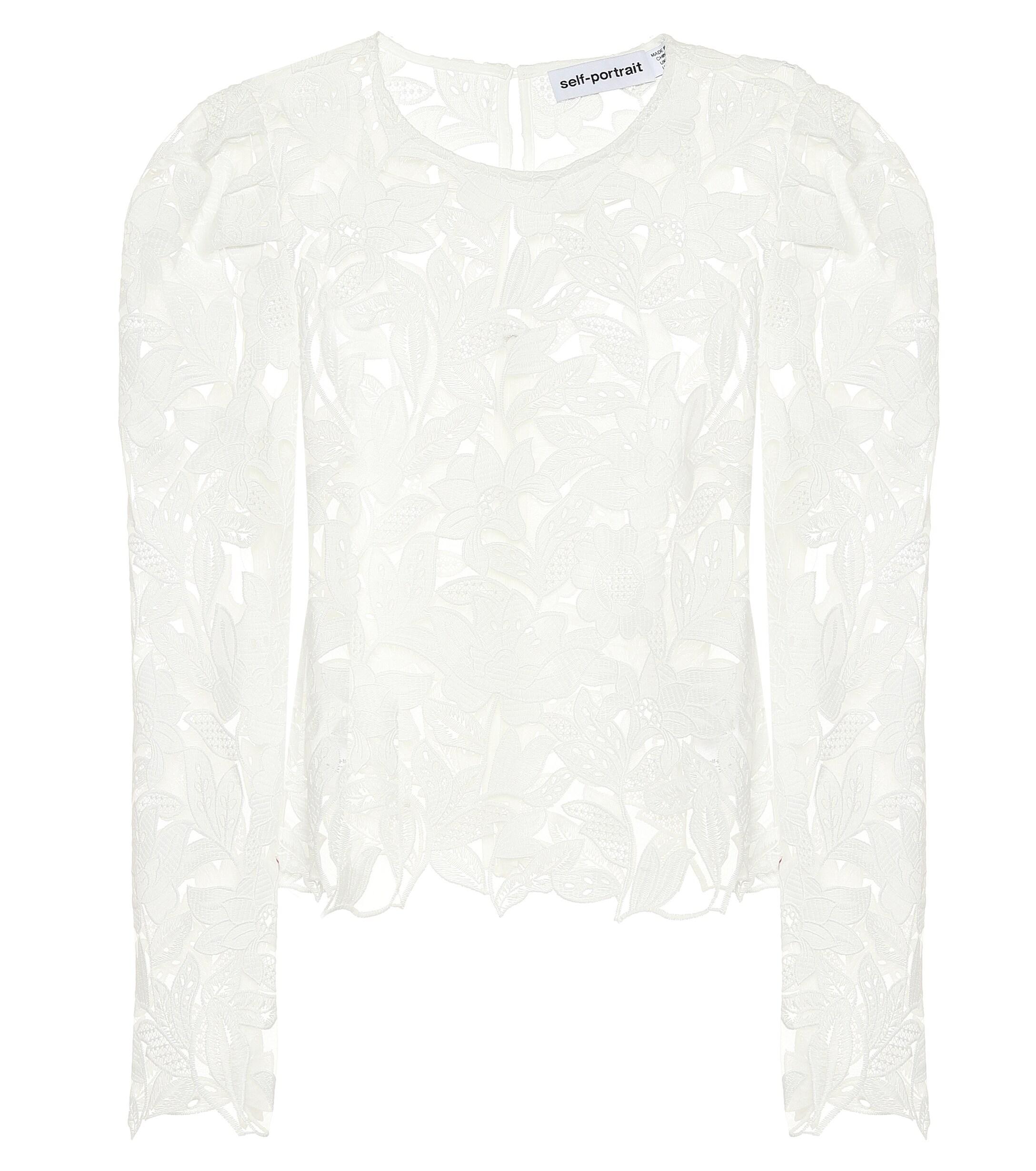 Self-Portrait Floral Guipure-lace Blouse in White - Lyst