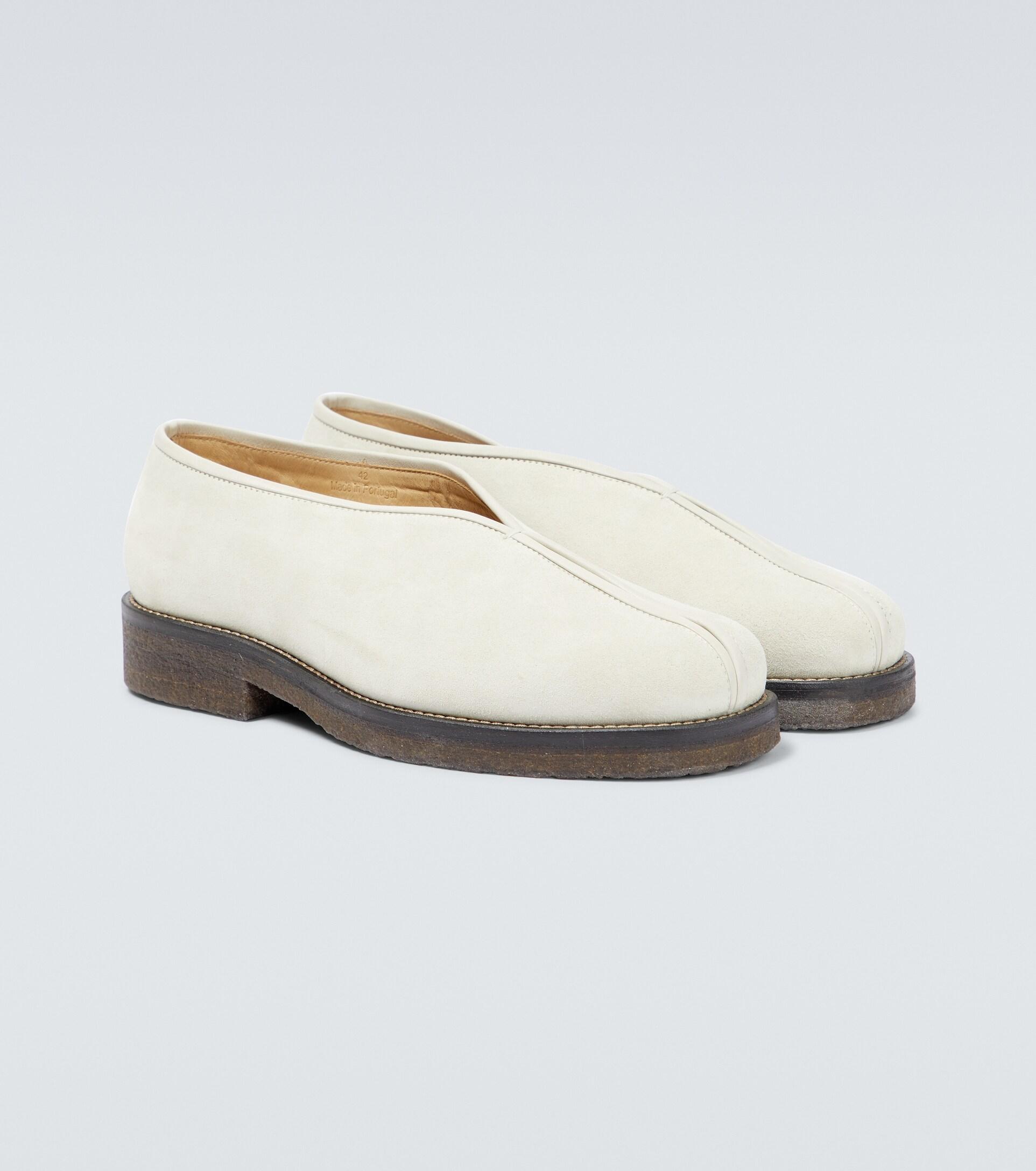 Lemaire Piped Suede Loafers in White for Men Lyst