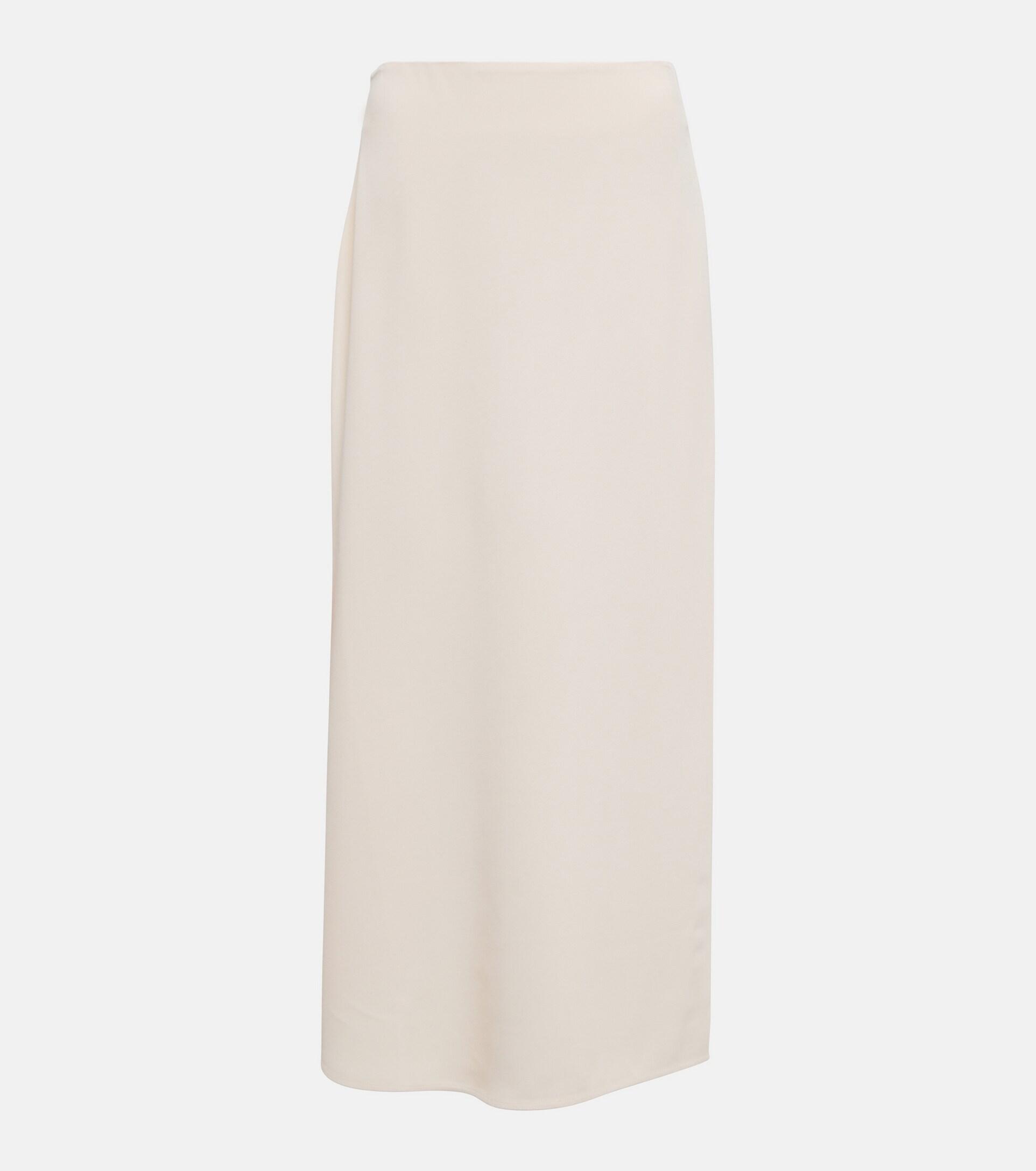 Totême Crepe Midi Skirt in White | Lyst