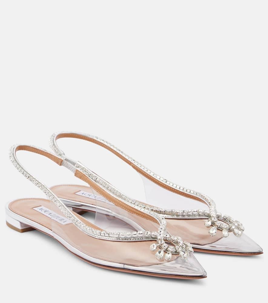 Aquazzura Seduction Crystal Embellished Pvc Slingback Flats in Natural Lyst