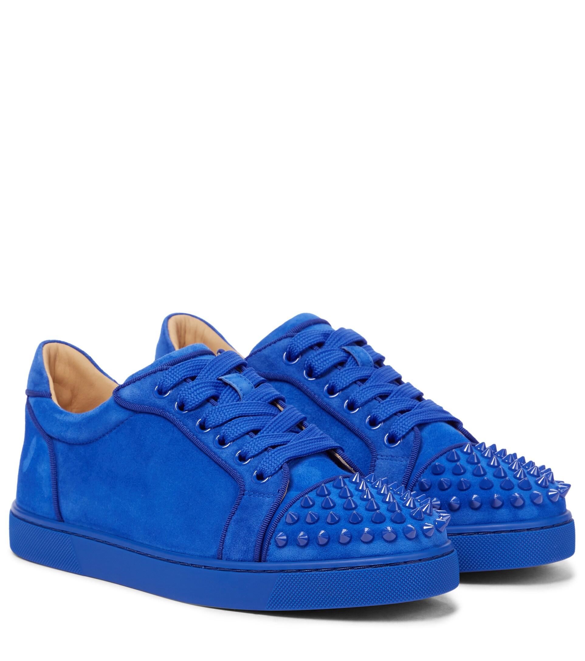 Christian Louboutin Vieira Spikes Suede Sneakers in Blue | Lyst