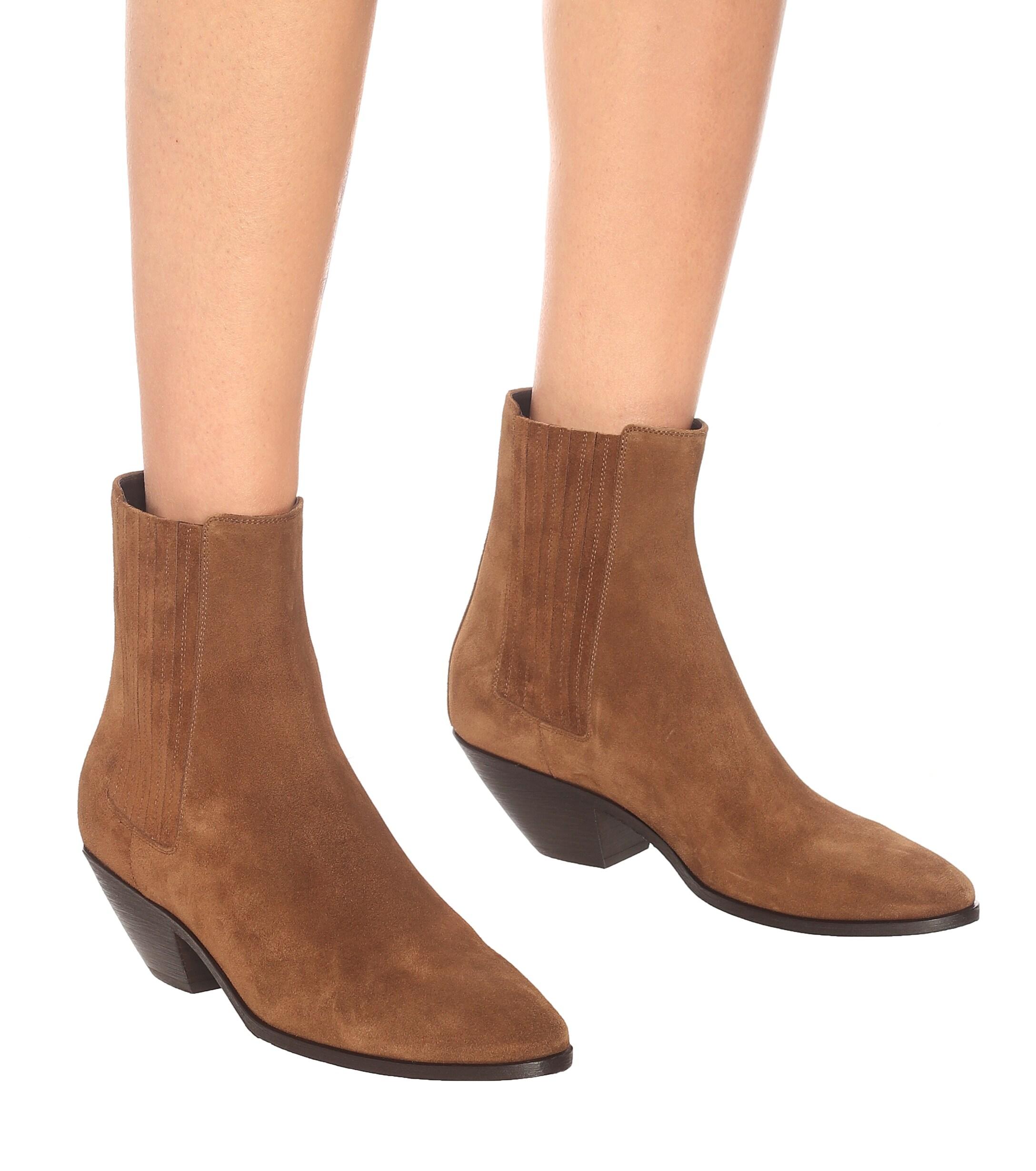Saint Laurent Womens Tan West 45 Suede Chelsea Boots 4 in Brown - Save 60%  - Lyst