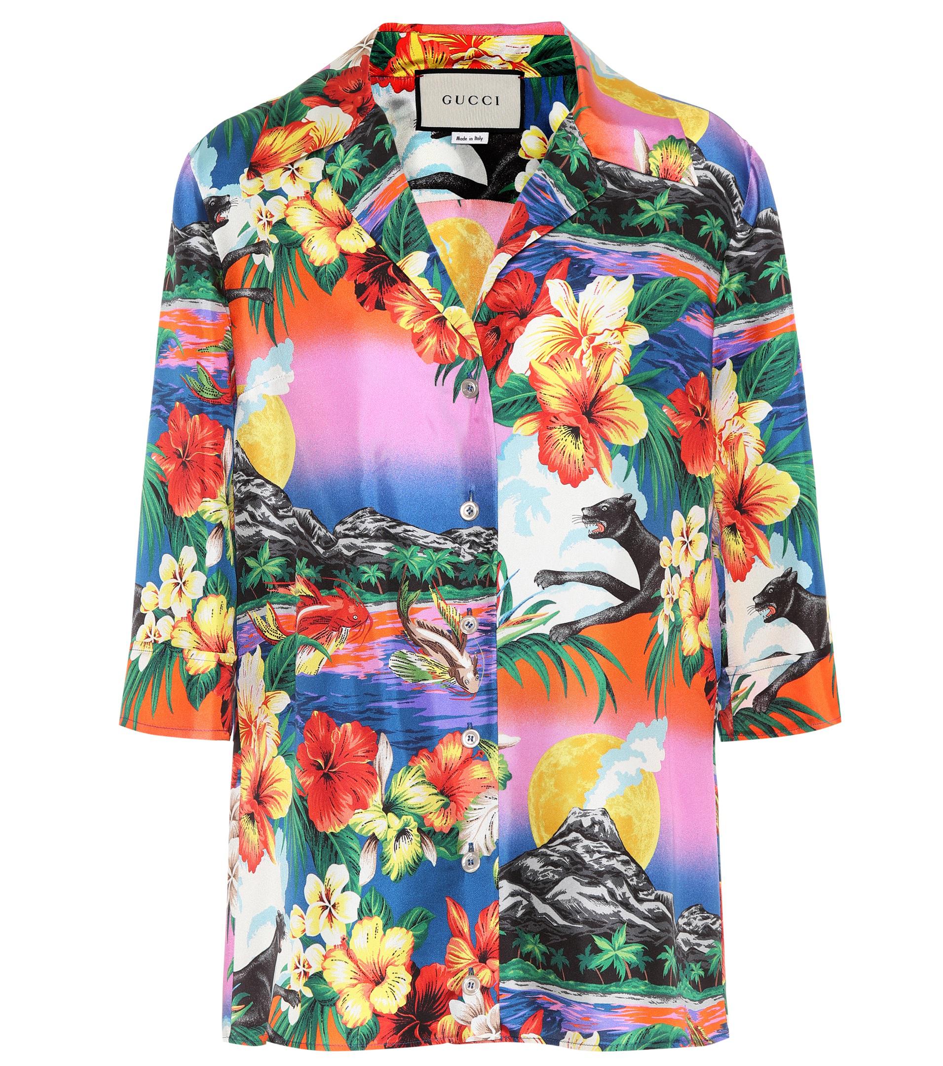 Gucci Hawaiian Print Silk Shirt - Lyst