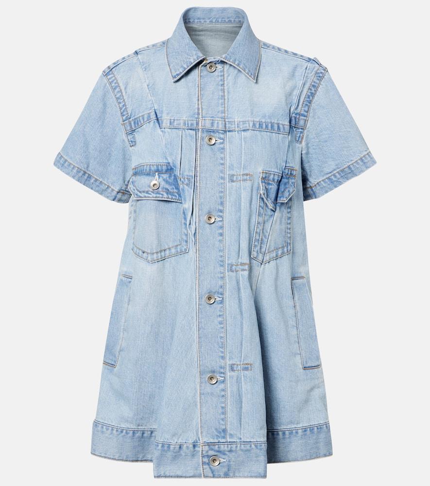 ワンピース SACAI Shirt dress Blue SACAI Striped paneled poplin shirt dress | NET-A-PORTER